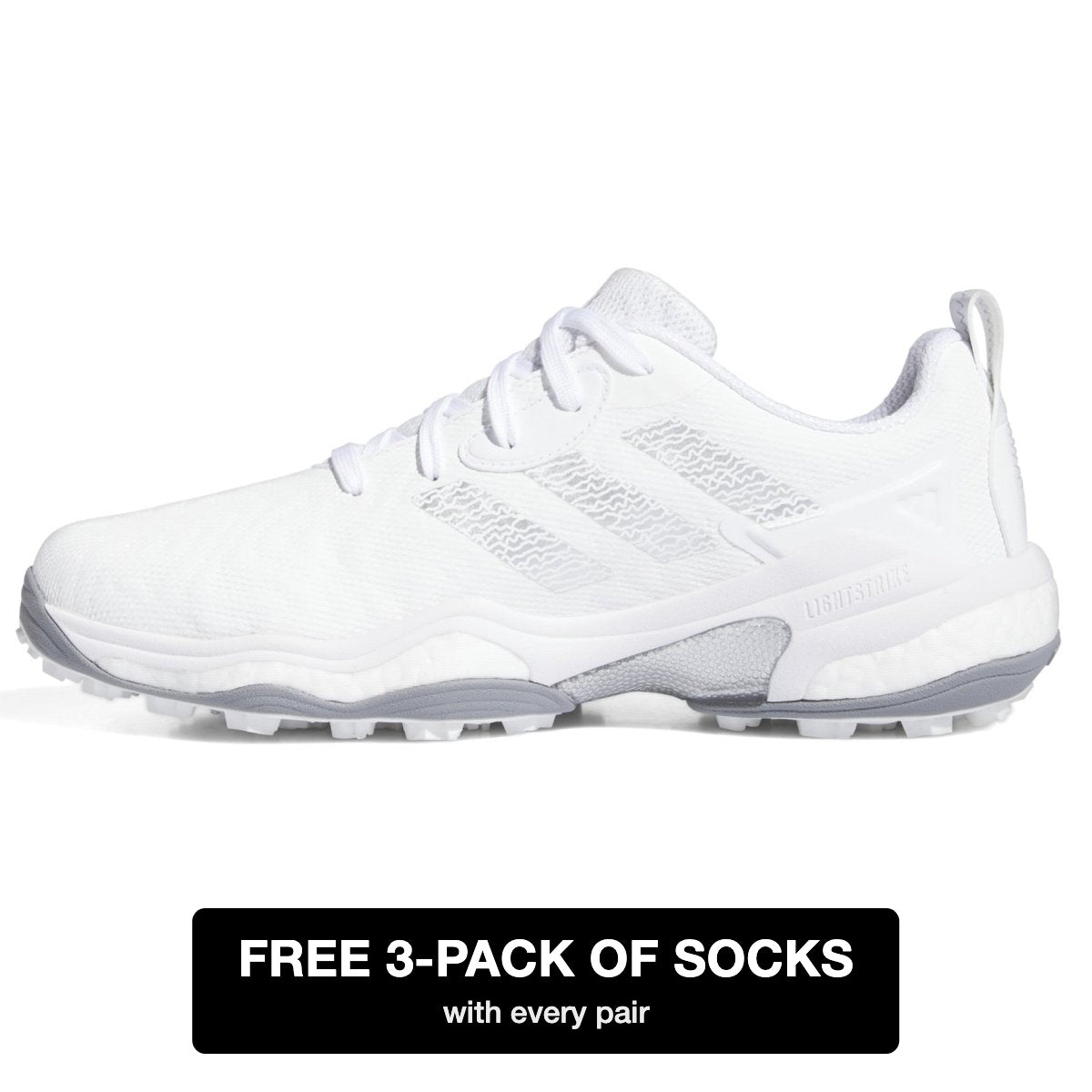 adidas CodeChaos 25 Spikeless Golf Shoes - White / Silver Metallic / Grey Two - adidas