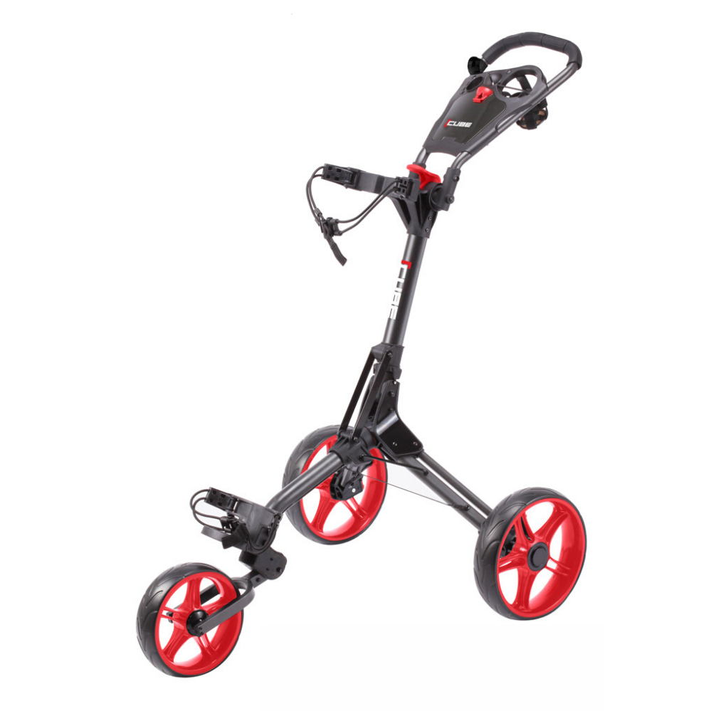 Cube Golf 3.0 Push 3 Wheel Trolley - Red / Charcoal