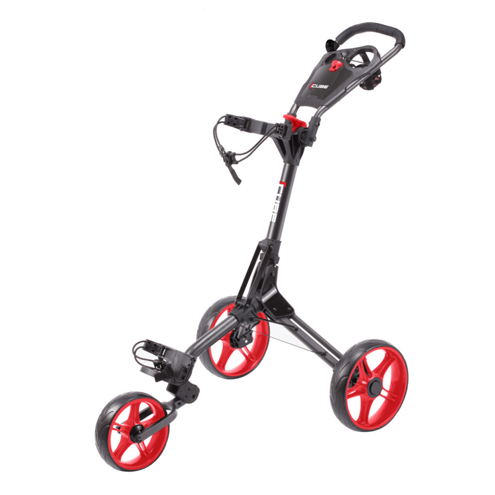 Cube Golf 3.0 Push 3 Wheel Trolley - Red / Charcoal - Skymax