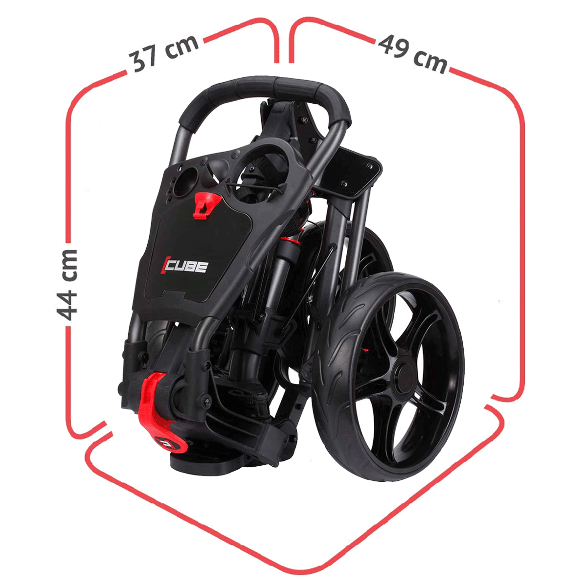Cube Golf 3.0 Push 3 Wheel Trolley - Red / Charcoal