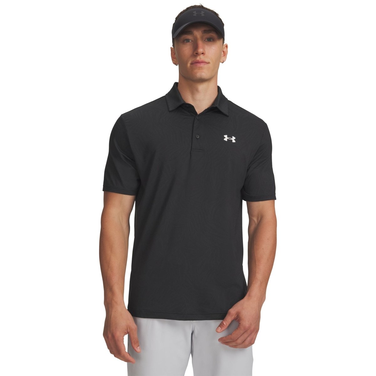 Under Armour Playoff Jacquard Men's Polo - Anthracite / Black / White - Under Armour