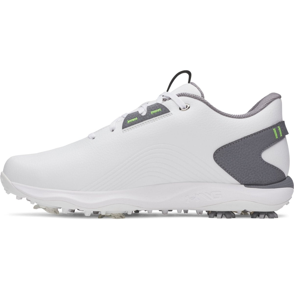 Under Armour Drive Fade 2 Spiked Golf Shoes - White / Titan Grey / Metallic Silver - Under Armour