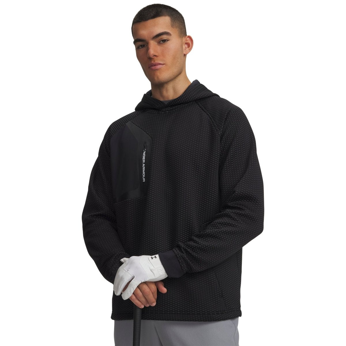 Under Armour Drive Pro Hybrid Men's Golf Hoodie - Black / White - Under Armour