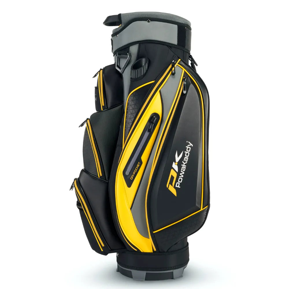 PowaKaddy Premium Tech Golf Bag - Gun Metal / Yellow