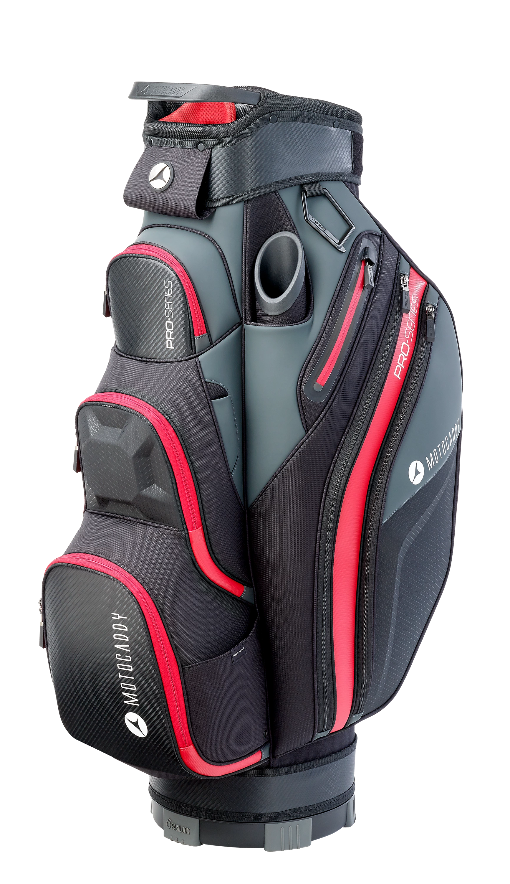 Motocaddy 2024 Pro Series Cart Bag - Charcoal / Red