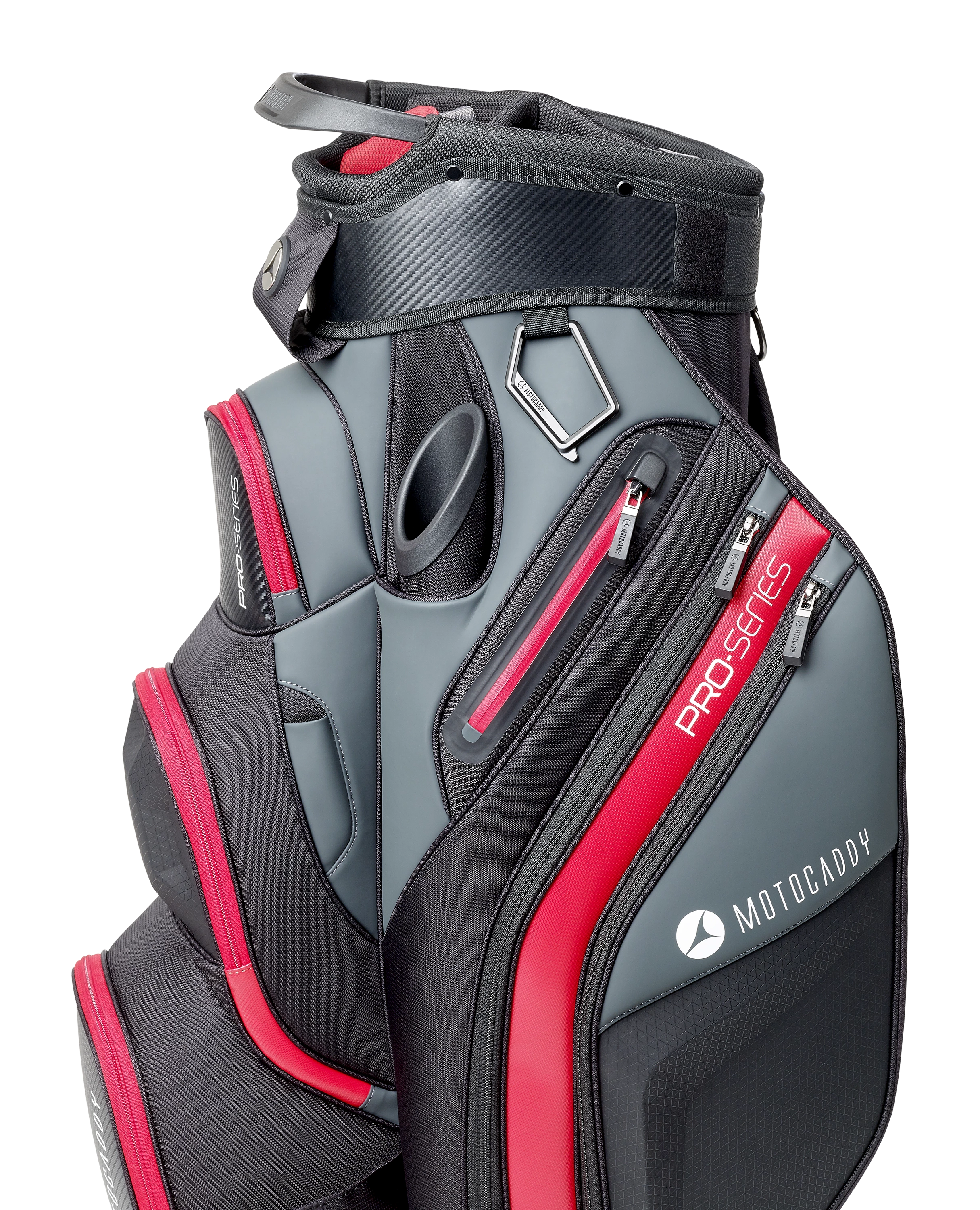 Motocaddy 2024 Pro Series Cart Bag - Charcoal / Red