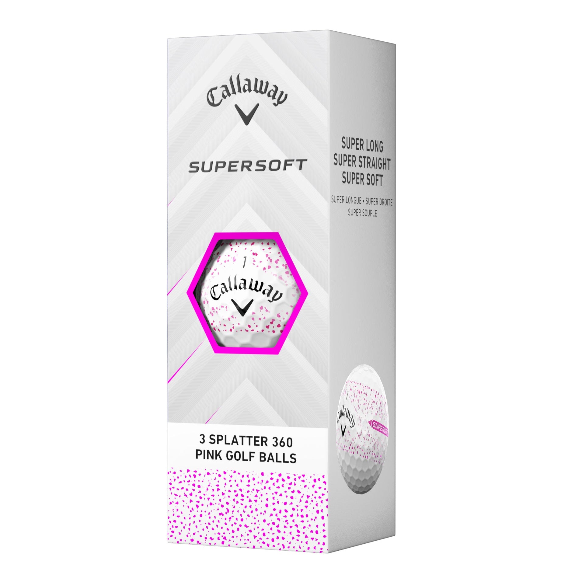 Callaway Supersoft Splatter Pink Golf Balls (3 Ball Sleeve)