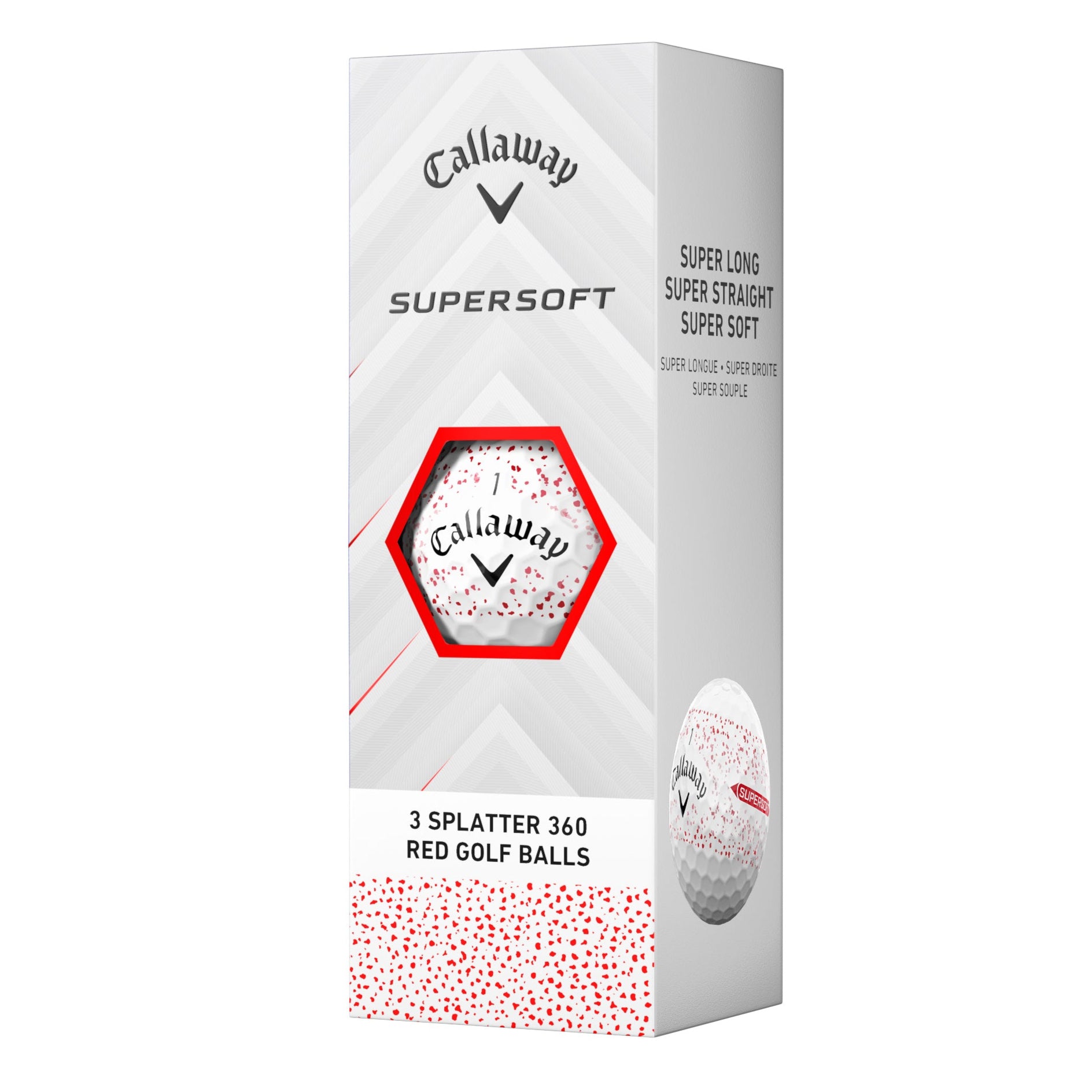 Callaway Supersoft Splatter Red Golf Balls (3 Ball Sleeve)