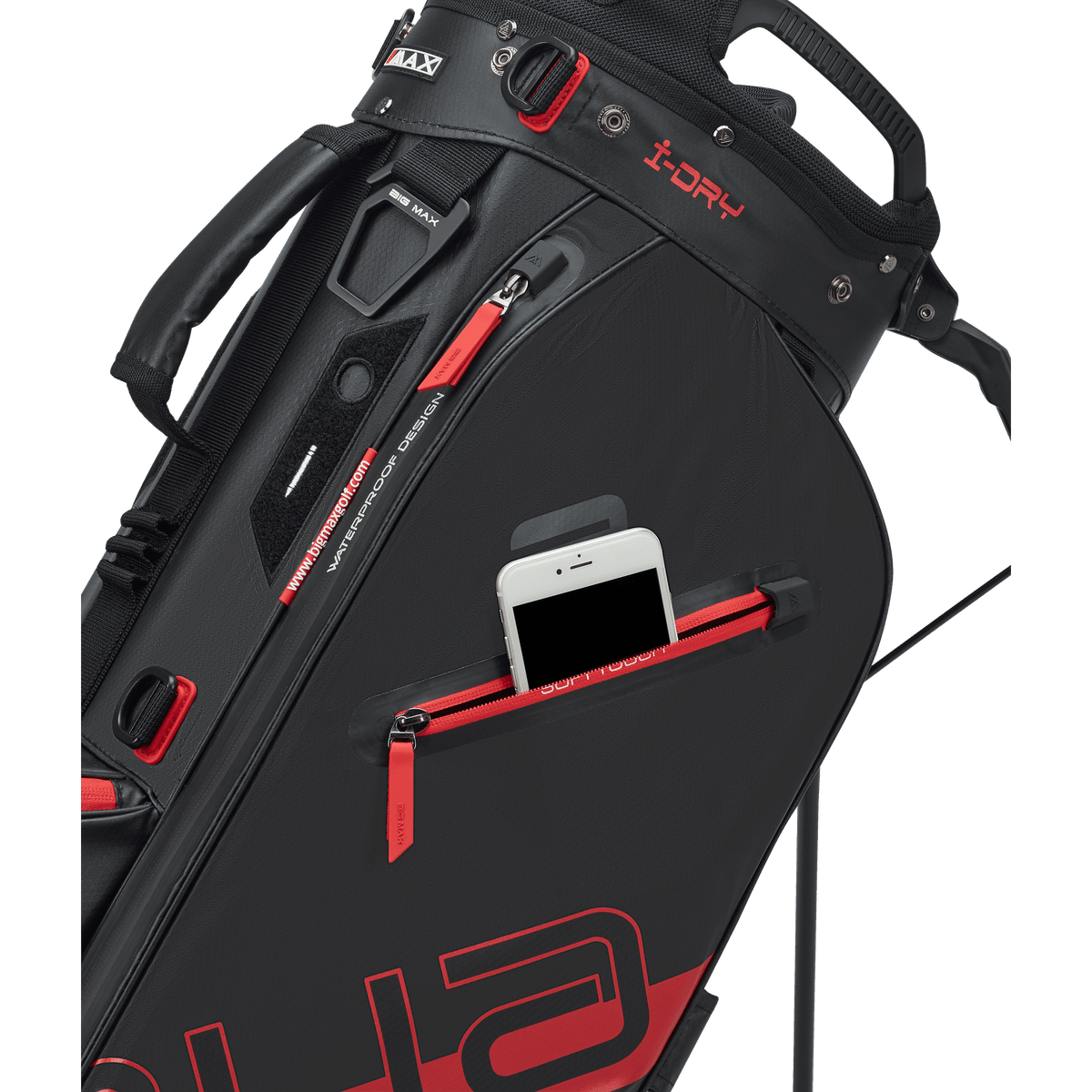 Big Max Aqua Eight H Stand Golf Bag - Black / Red