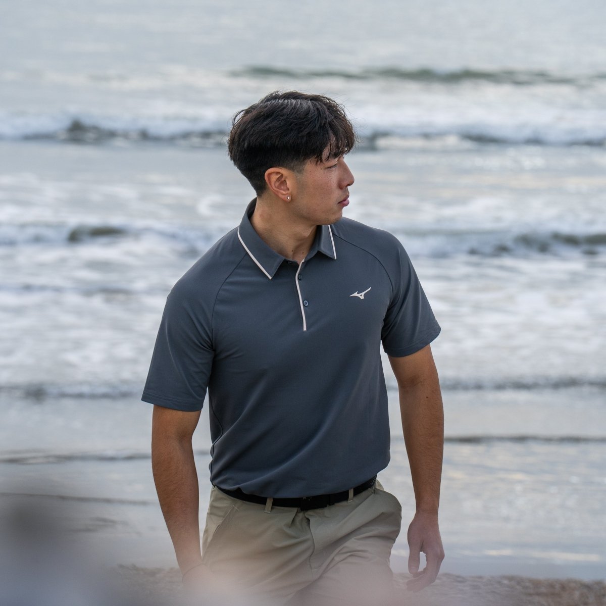 Mizuno Classic Pique Golf Polo Shirt - Lava Smoke - Mizuno