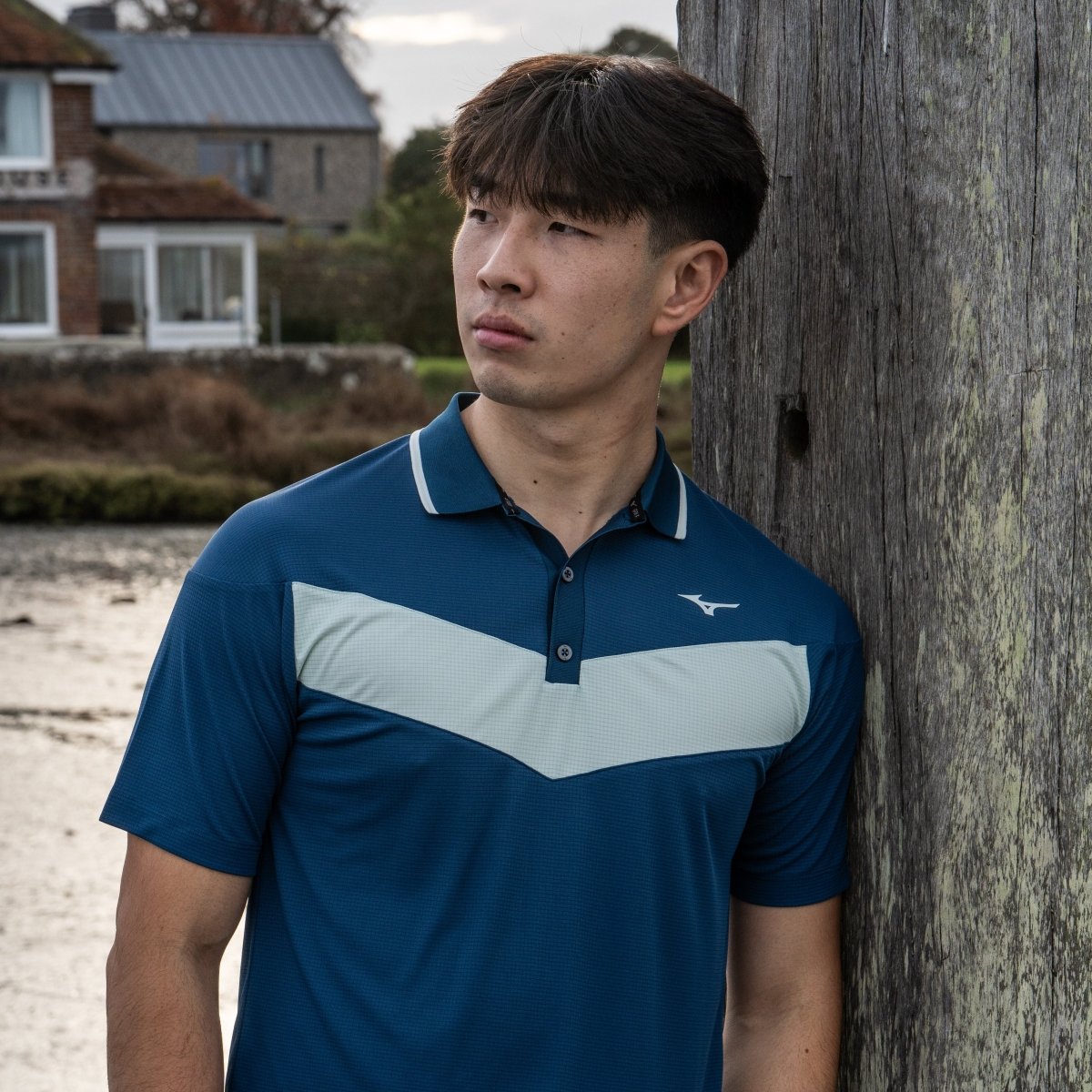 Mizuno Block Interlock Golf Polo Shirt - Sailor Blue - Mizuno