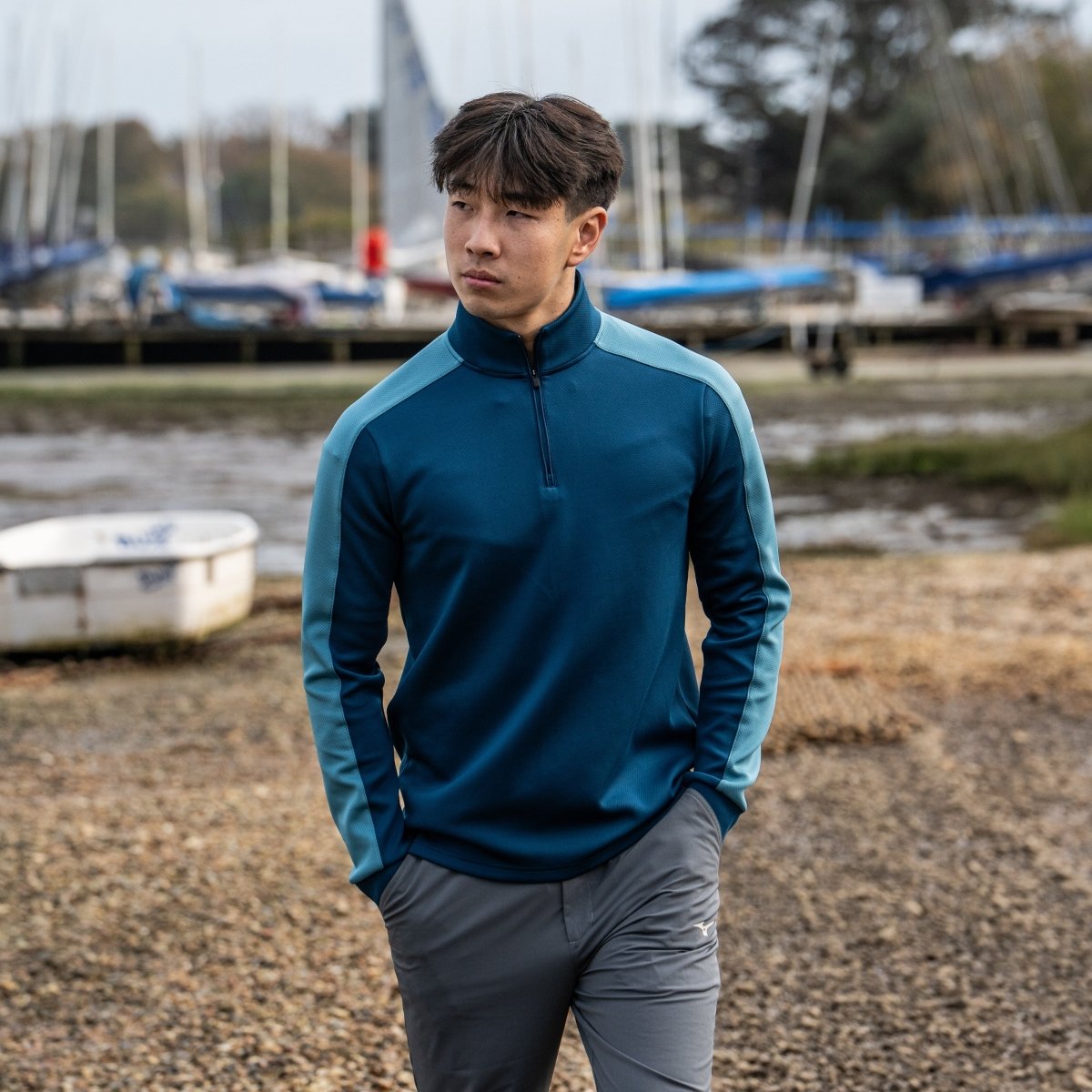 Mizuno Elevated Warm Quarter Zip Golf Mid Layer - Sailor Blue - Mizuno