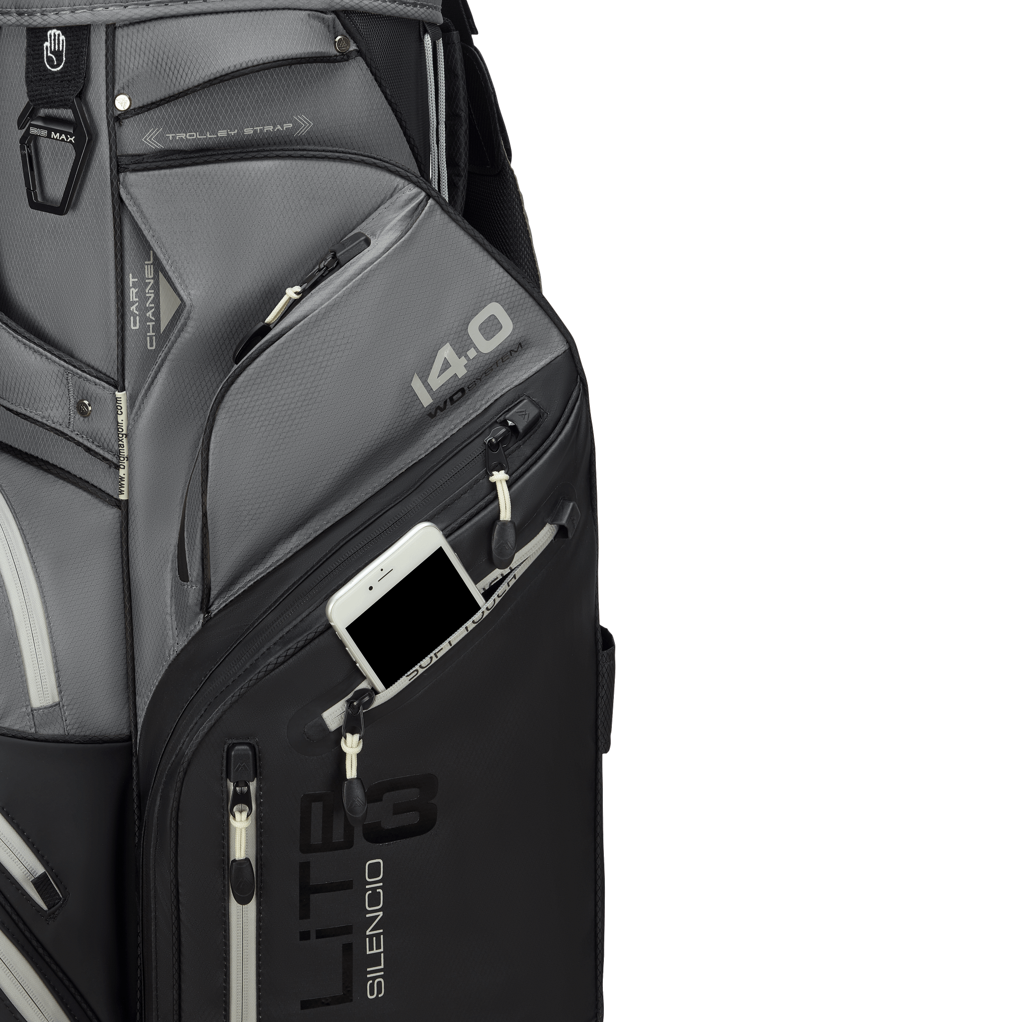 Big Max Dri Lite Silencio 3 Organiser Golf Cart Bag - Black / Grey
