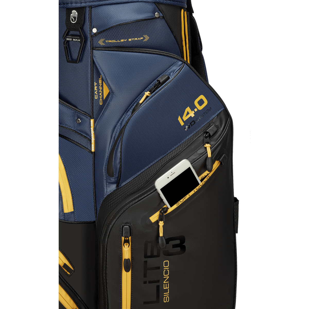 Big Max Dri Lite Silencio 3 Organiser Golf Cart Bag - Black / Navy / Corn - Big Max