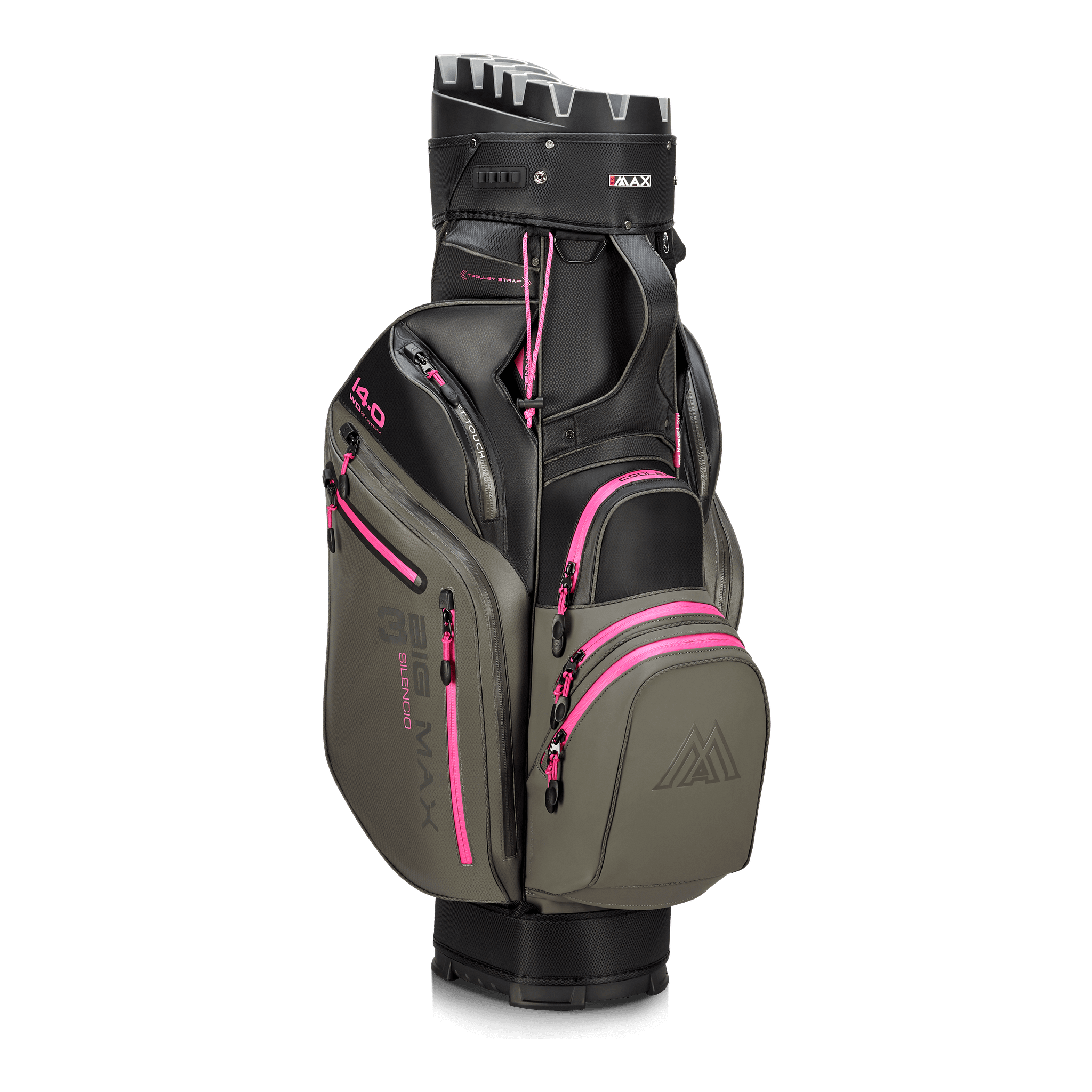 Big Max Dri Lite Silencio 3 Organiser Golf Cart Bag - Charcoal / Black / Fuchsia
