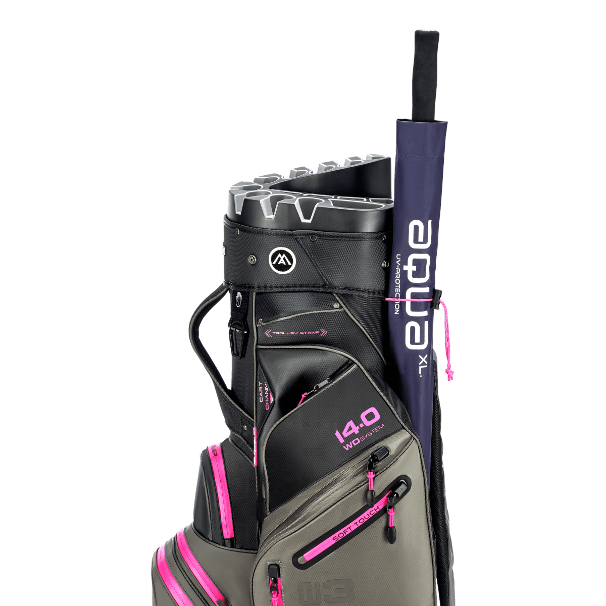 Big Max Dri Lite Silencio 3 Organiser Golf Cart Bag - Charcoal / Black / Fuchsia - Big Max