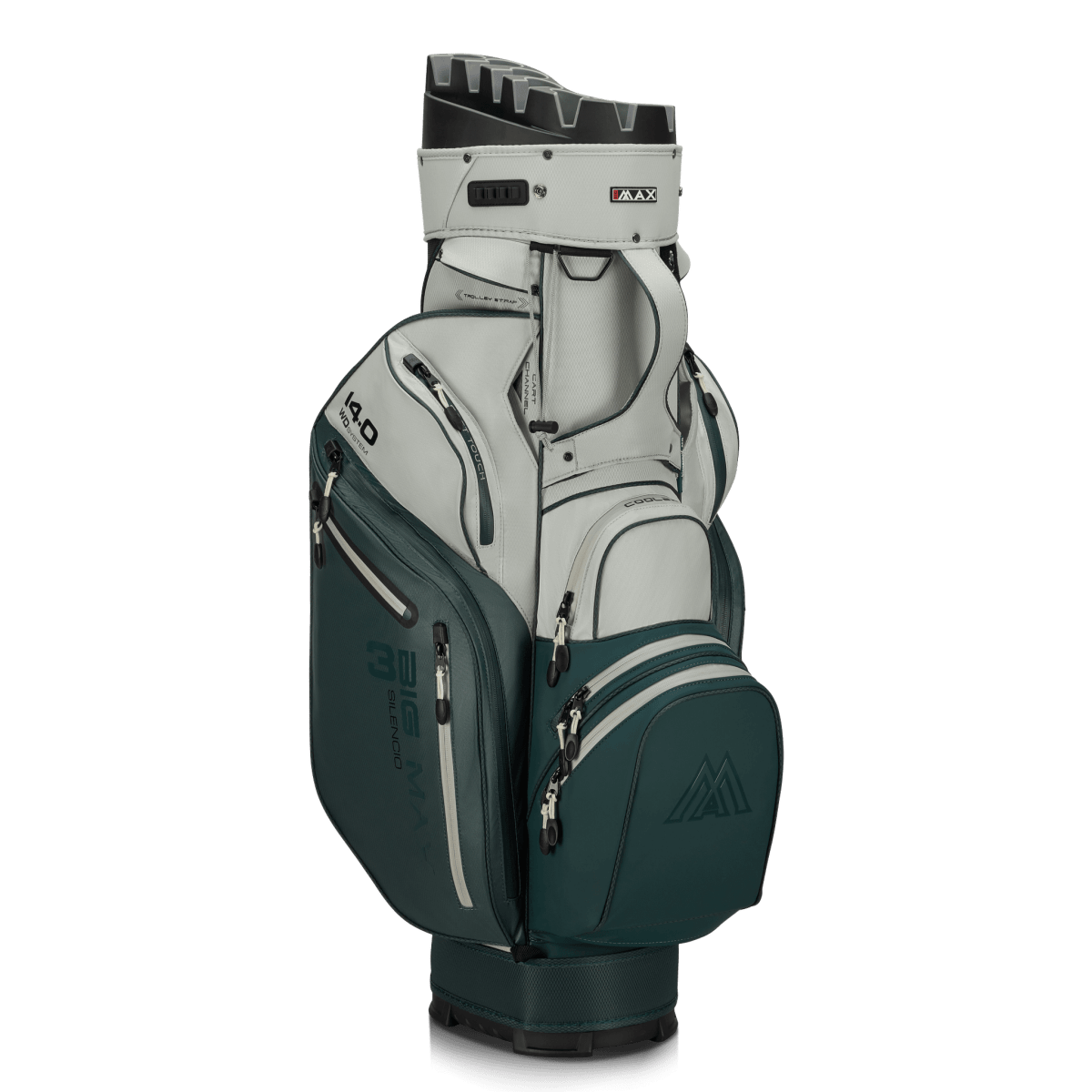 Big Max Dri Lite Silencio 3 Organiser Golf Cart Bag - Forest Green / Off White - Big Max
