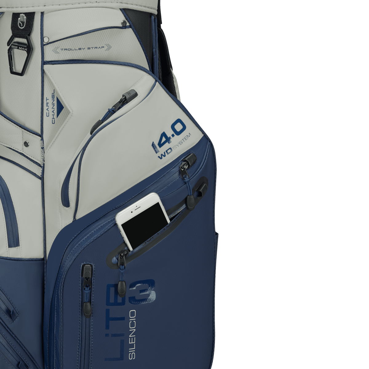 Big Max Dri Lite Silencio 3 Organiser Golf Cart Bag - Navy / Off White - Big Max