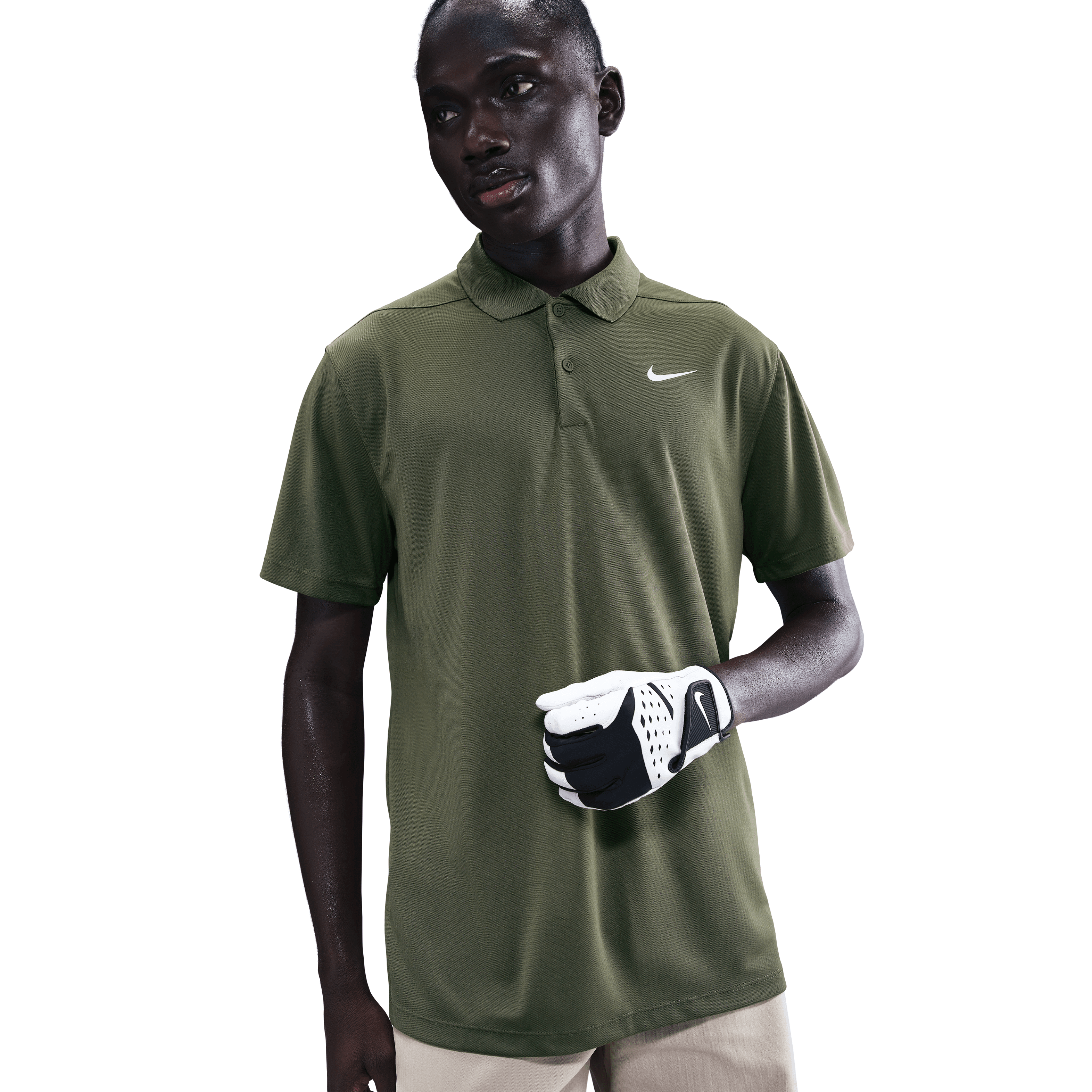 Nike DF Victory Solid Polo - Medium Olive / Pale Ivory