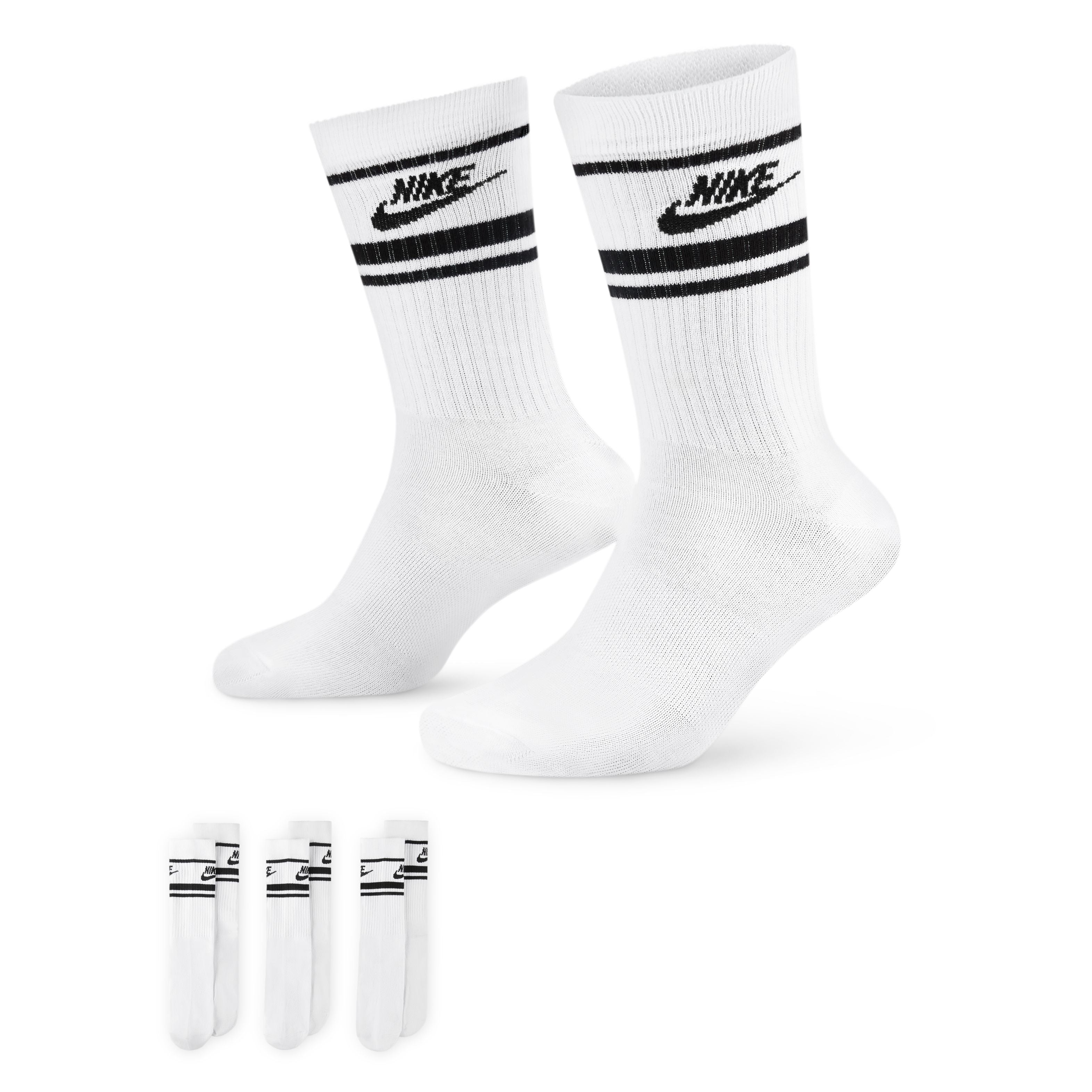 Nike Everyday Essential Golf Socks - White / Black / Black