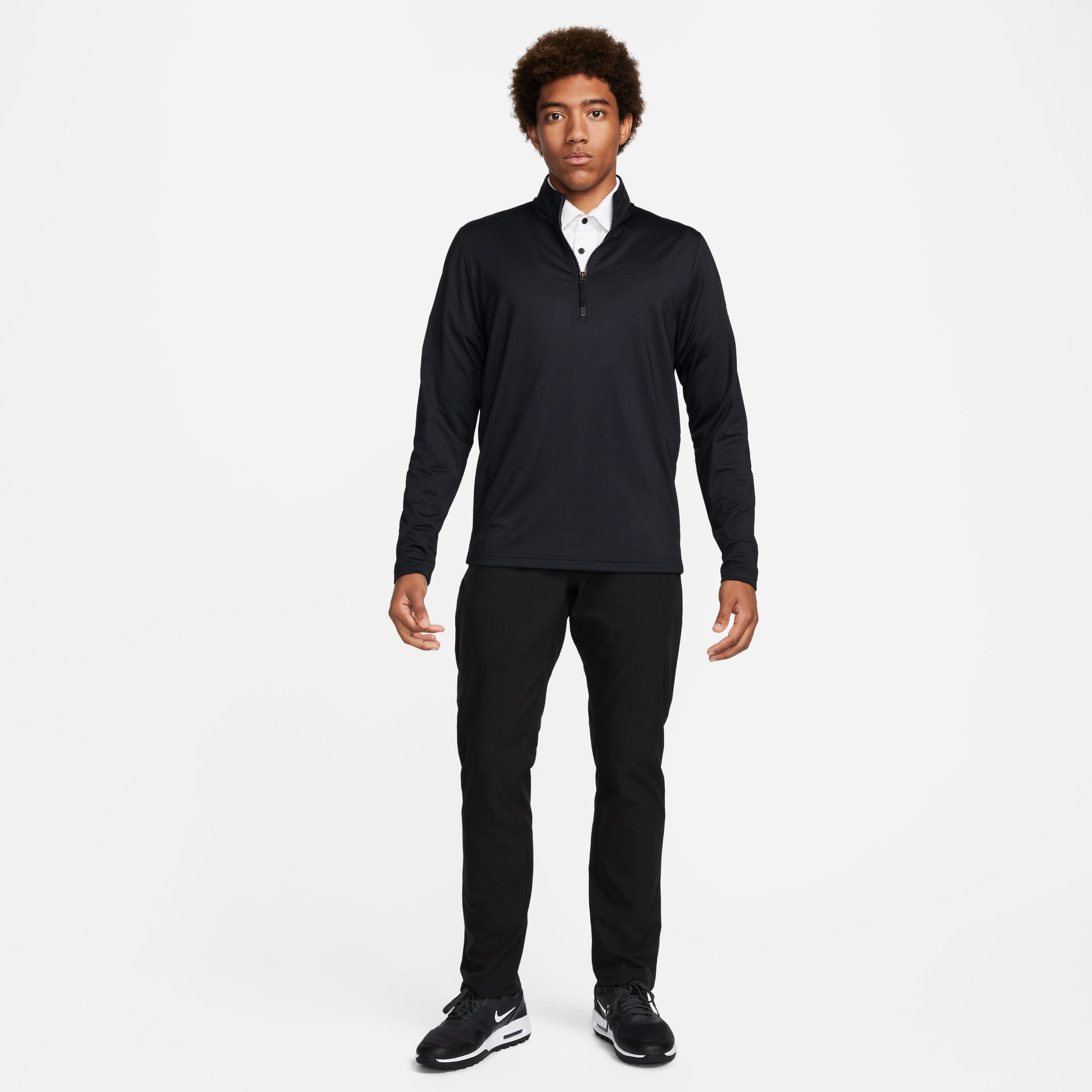 Nike Dri Fit Victory 1/2 Zip Golf Pullover - Black / White