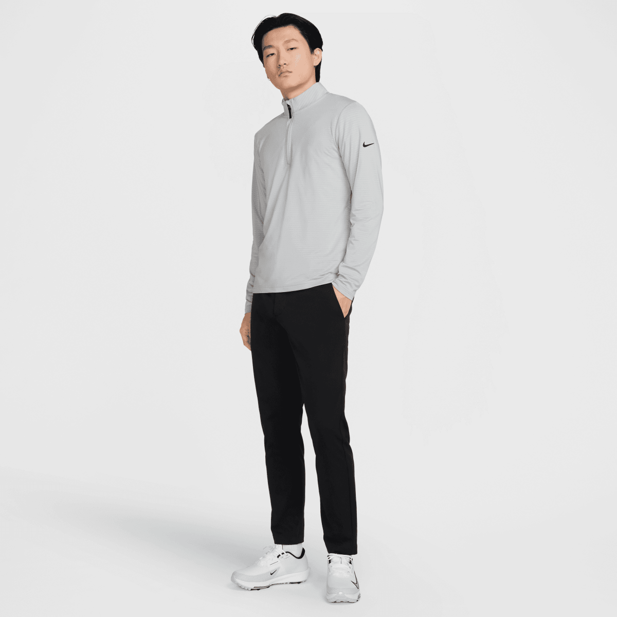 Nike Dri Fit Victory 1/2 Zip Golf Pullover - Wolf Grey / Black - Nike Golf