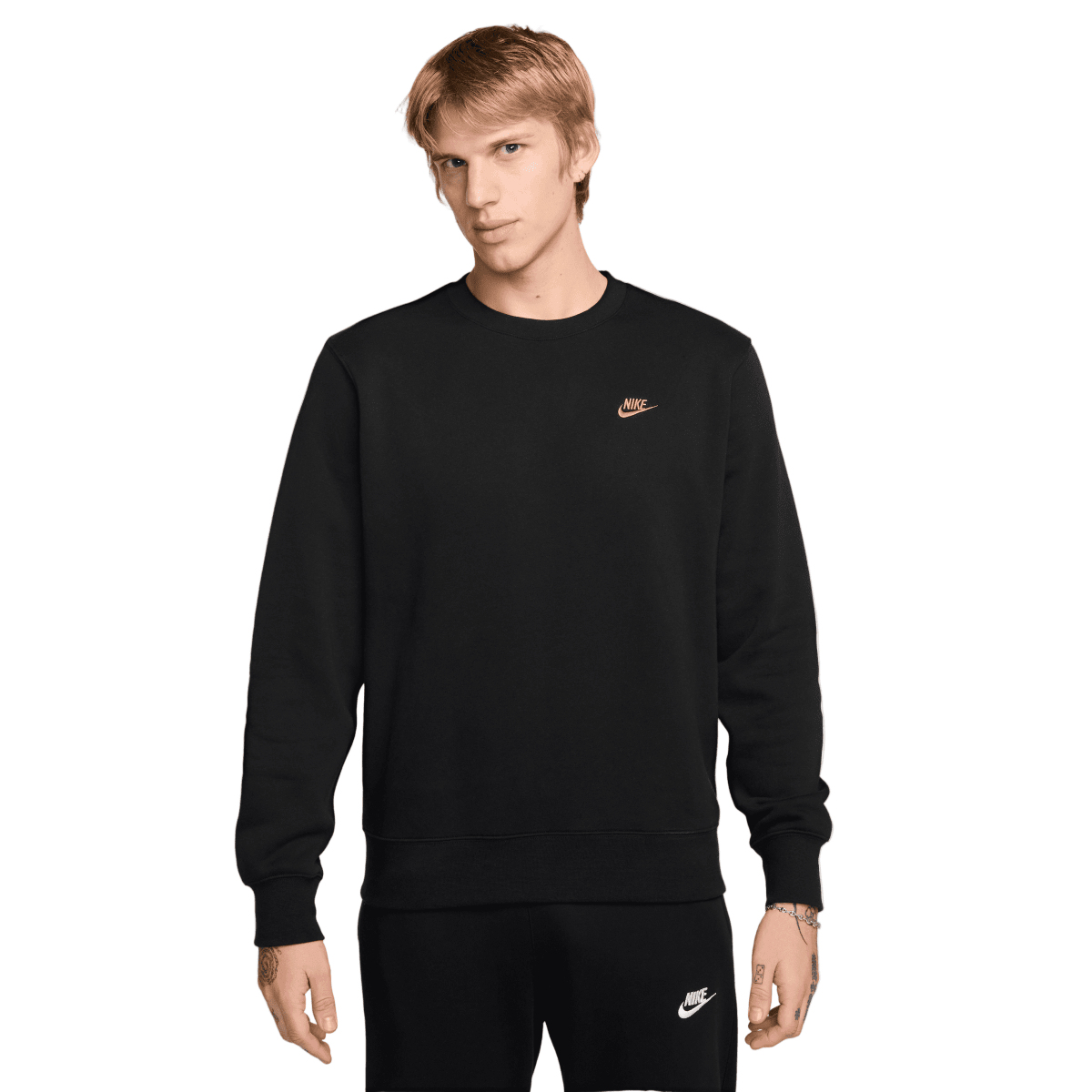 Nike NSW Club Crew Pullover - Black / Pink - Nike Golf