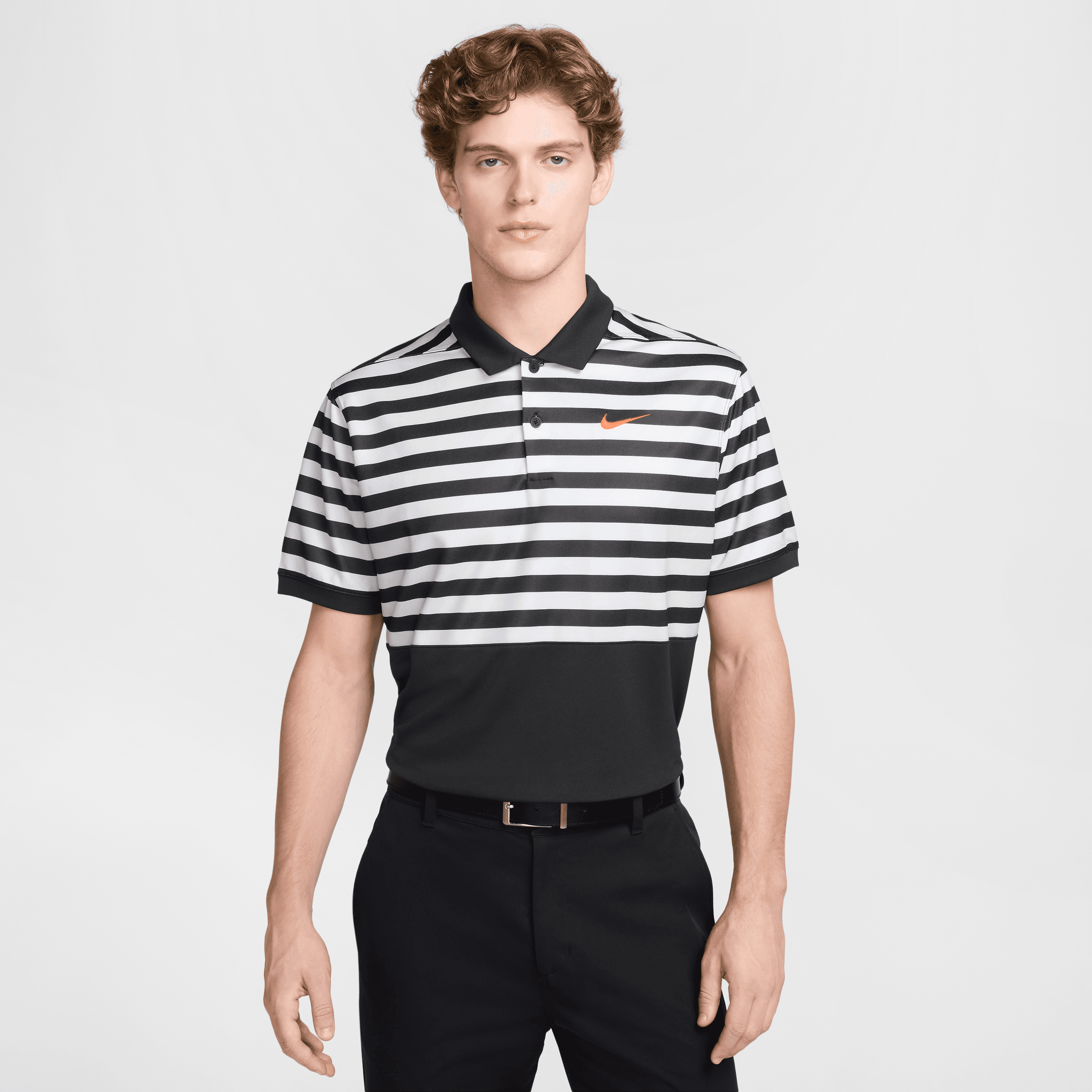 Nike Dri-Fit Victory+ Mens Blocked Polo Shirt - Black/Team Orange