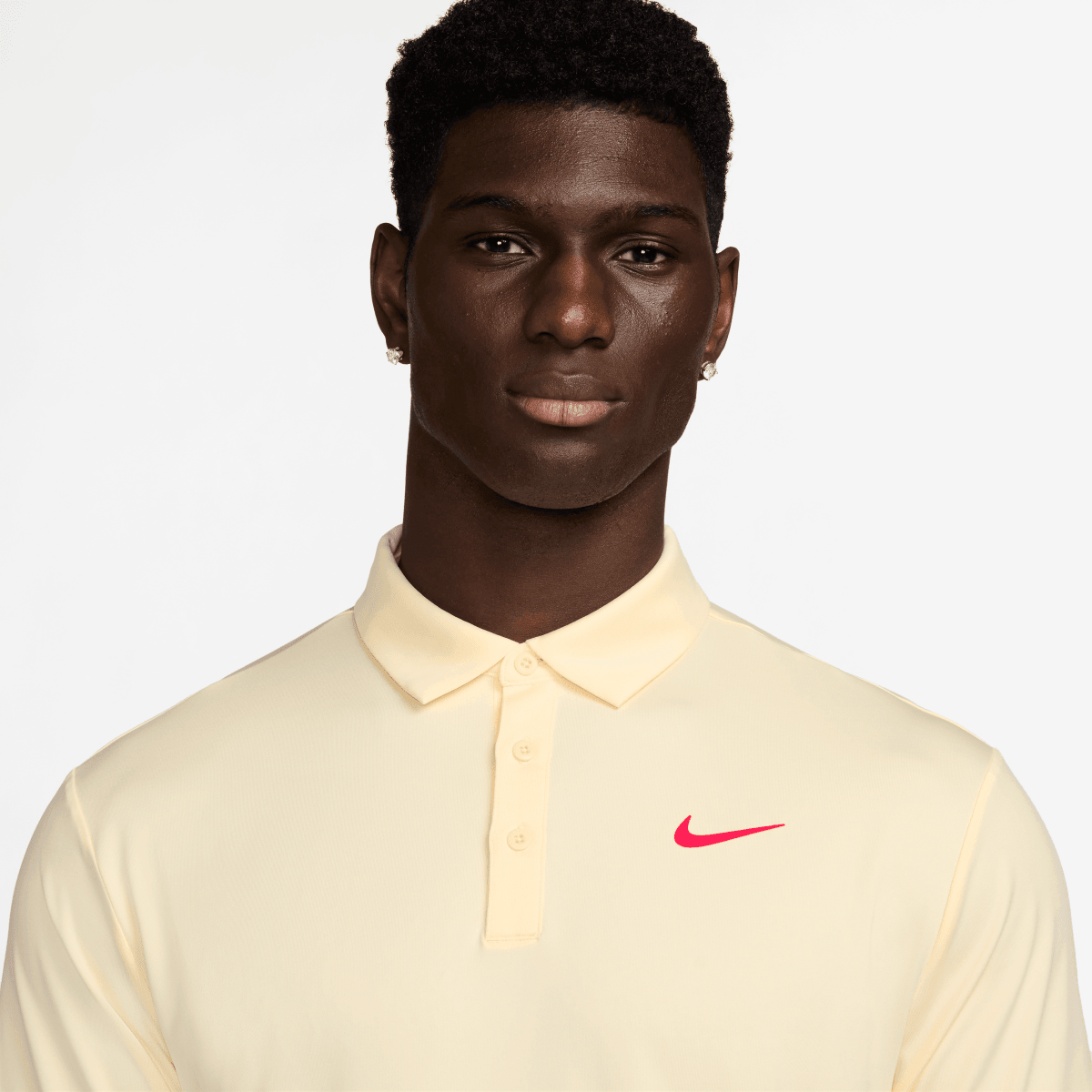 Nike Dri Fit Tour Solid Polo - Muslin / Bright Crimson - Nike Golf
