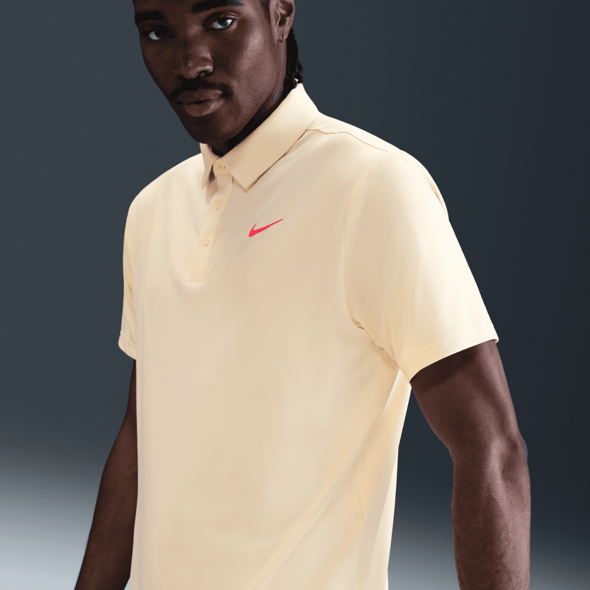 Nike Dri Fit Tour Solid Polo - Muslin / Bright Crimson - Nike Golf