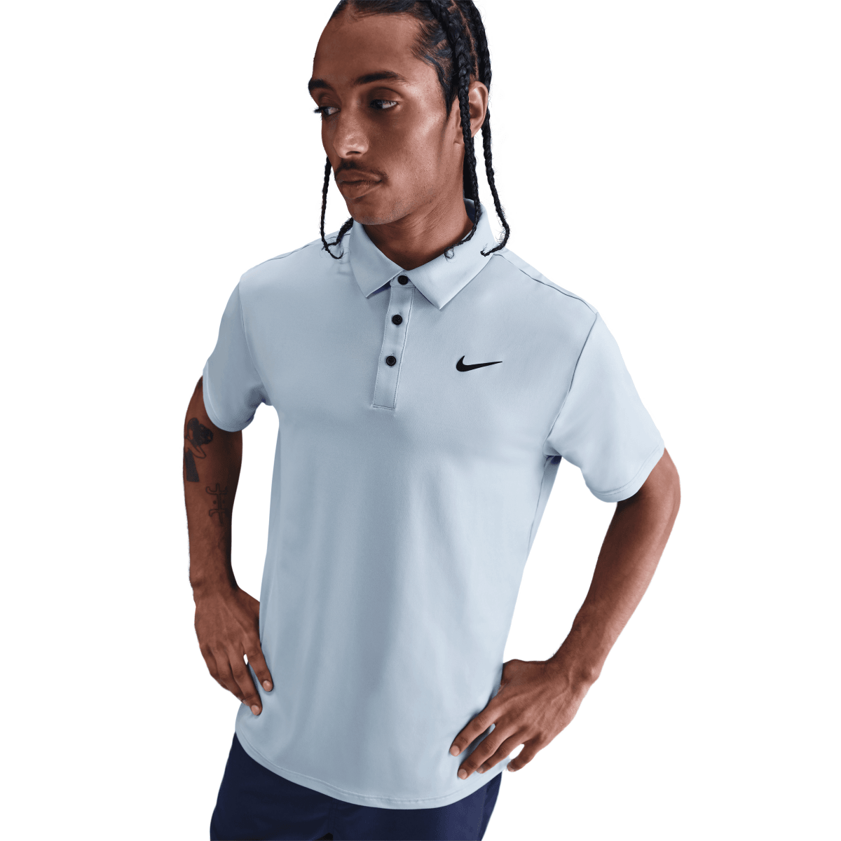 Nike Dri Fit Tour Solid Polo - Light Armoury Blue / Black - Nike Golf