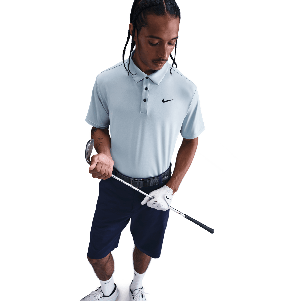 Nike Dri Fit Tour Solid Polo - Light Armoury Blue / Black - Nike Golf