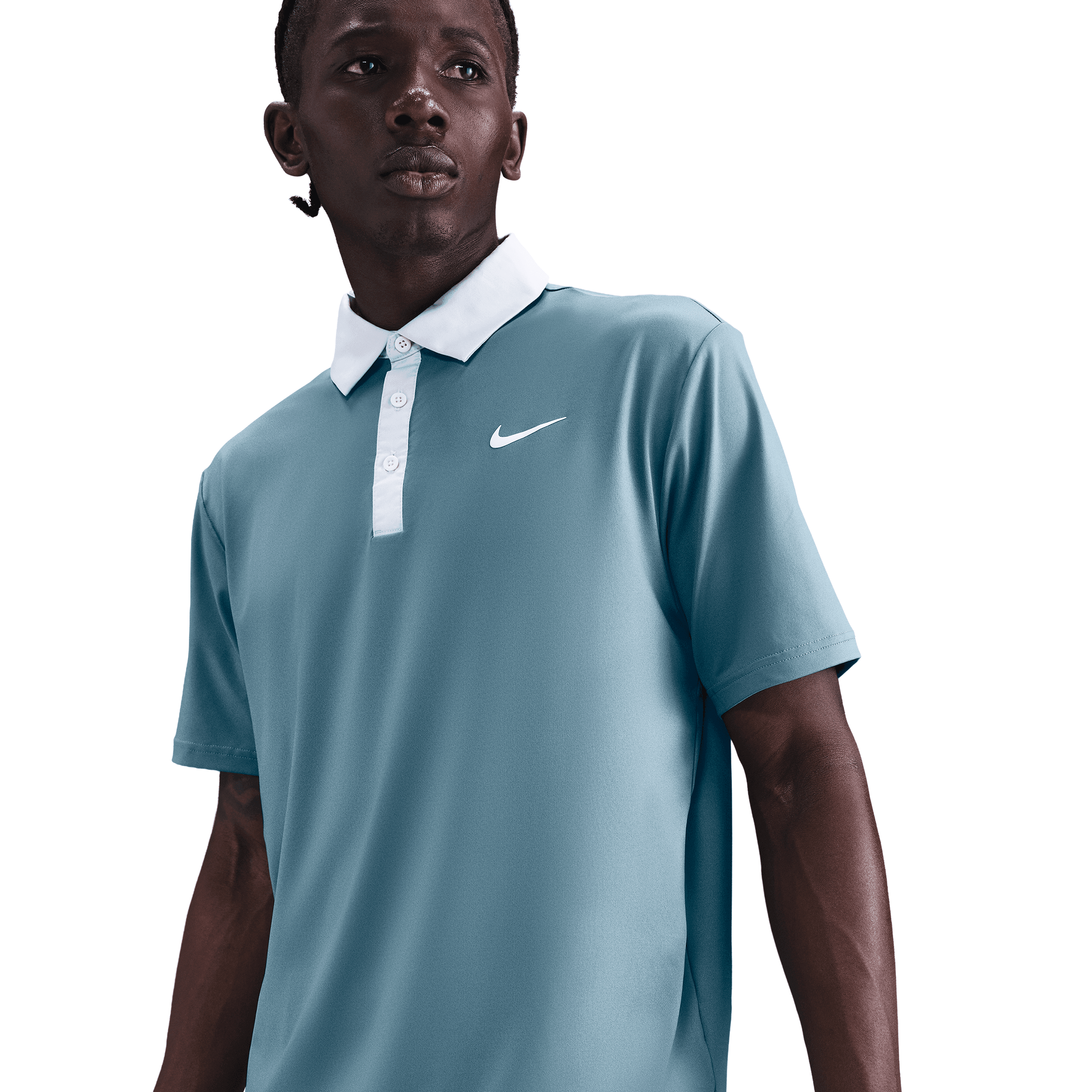 Nike Dri Fit Contrast Mens Golf Polo Shirt - Smokey Blue / Pure Platinum
