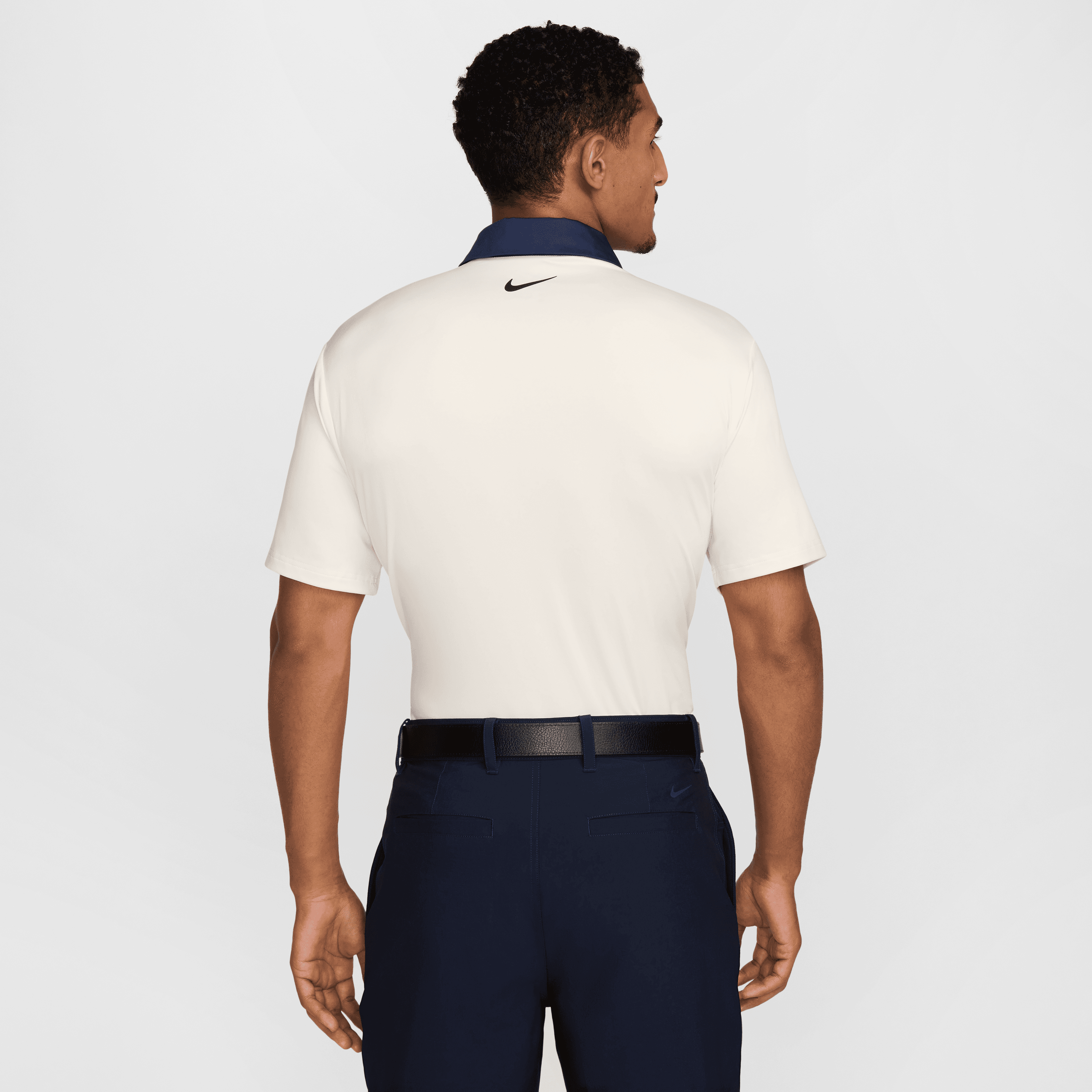 Nike Dri Fit Contrast Mens Golf Polo Shirt - Pale Ivory / Midnight Navy / Black