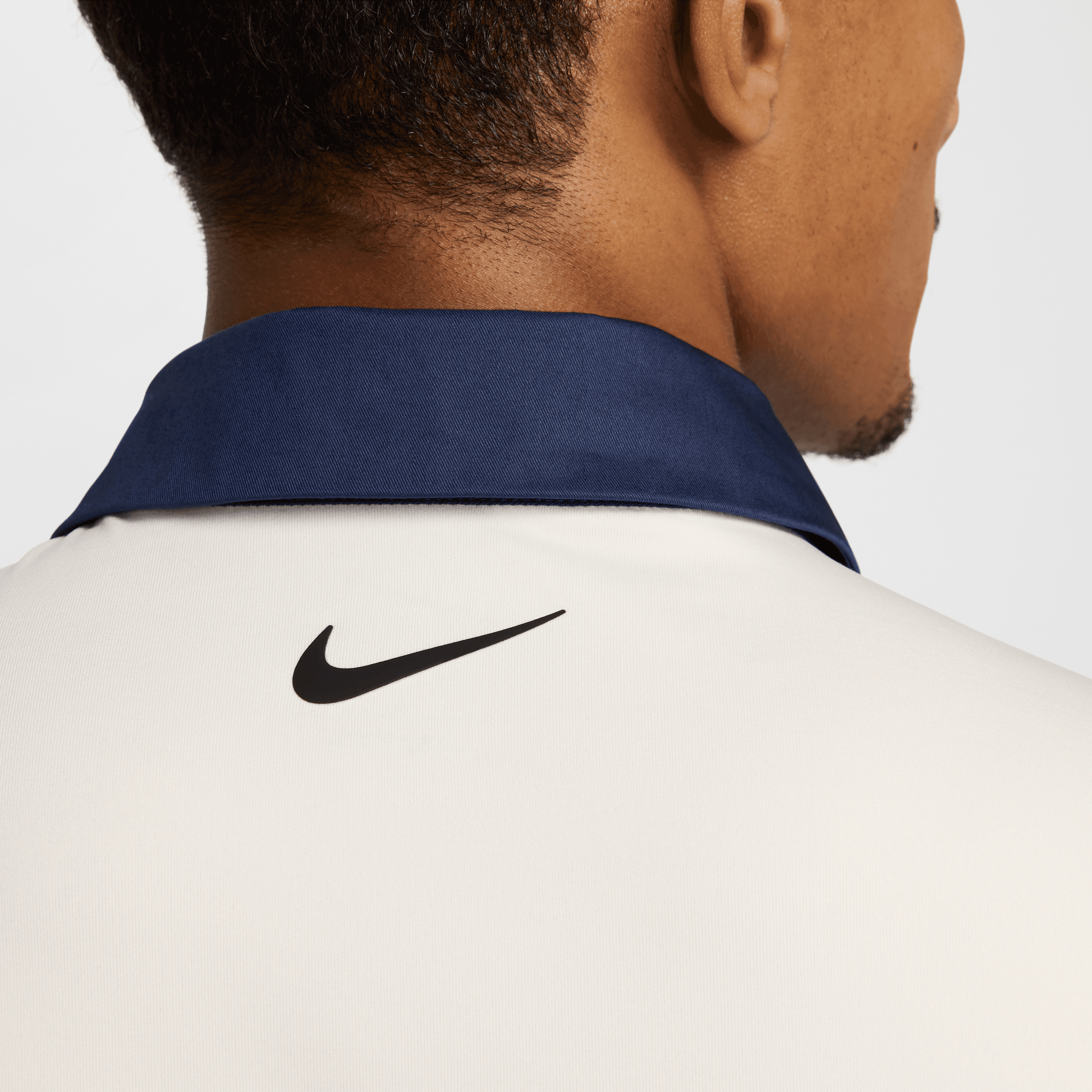 Nike Dri Fit Contrast Mens Golf Polo Shirt - Pale Ivory / Midnight Navy / Black