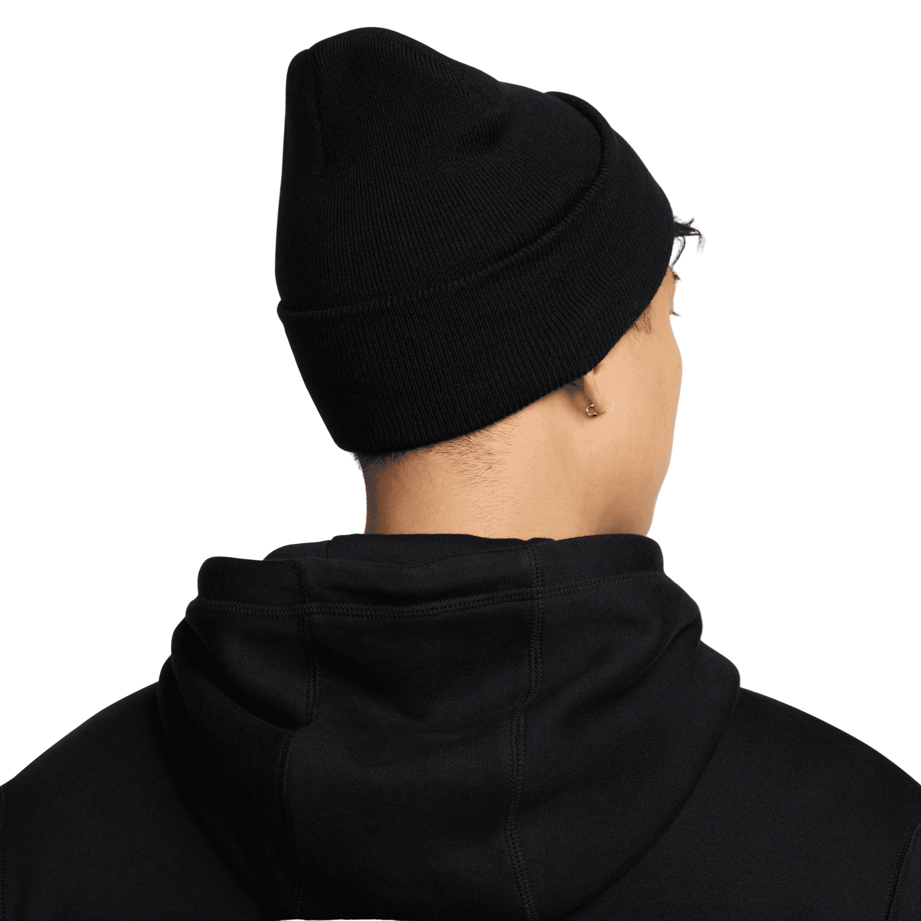 Nike Men's Swoosh Peak Beanie Golf Hat - Black/White