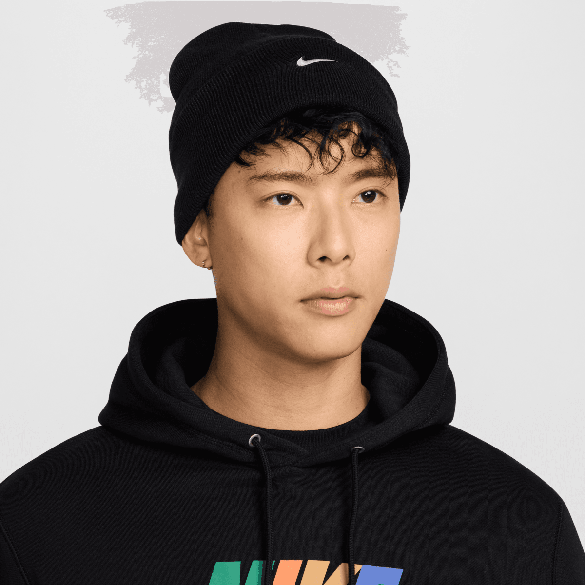 Nike Men's Swoosh Peak Beanie Golf Hat - Black/White - Nike Golf