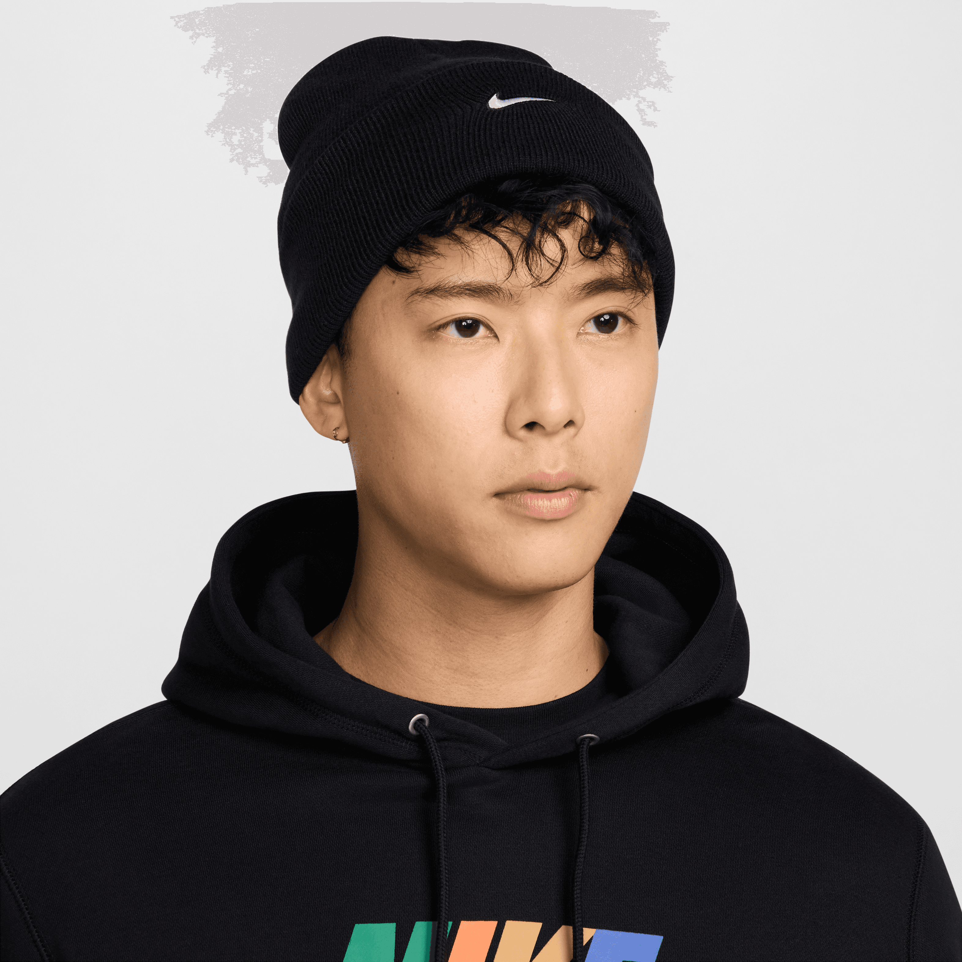 Nike Men's Swoosh Peak Beanie Golf Hat - Black/White