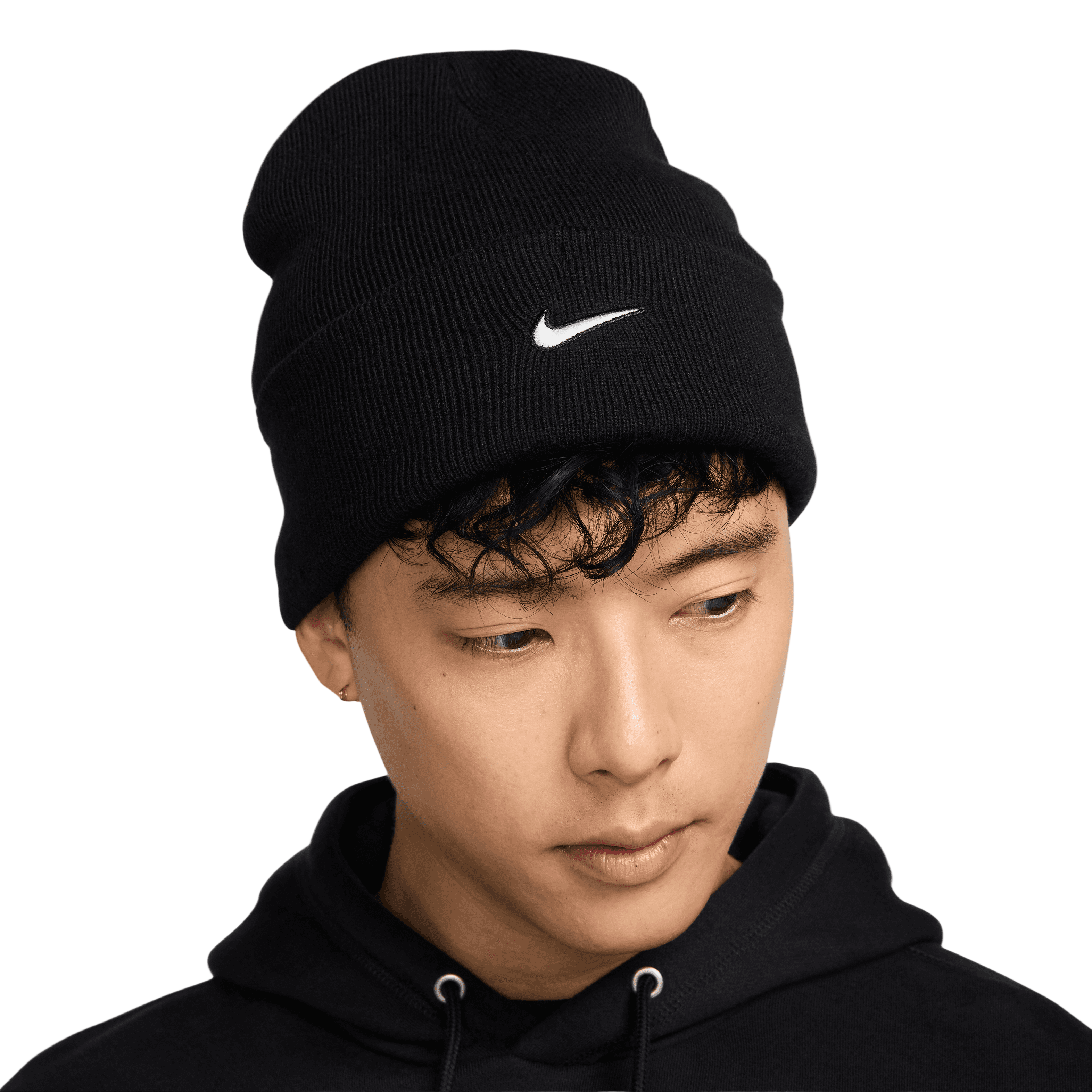 Nike Men's Swoosh Peak Beanie Golf Hat - Black/White
