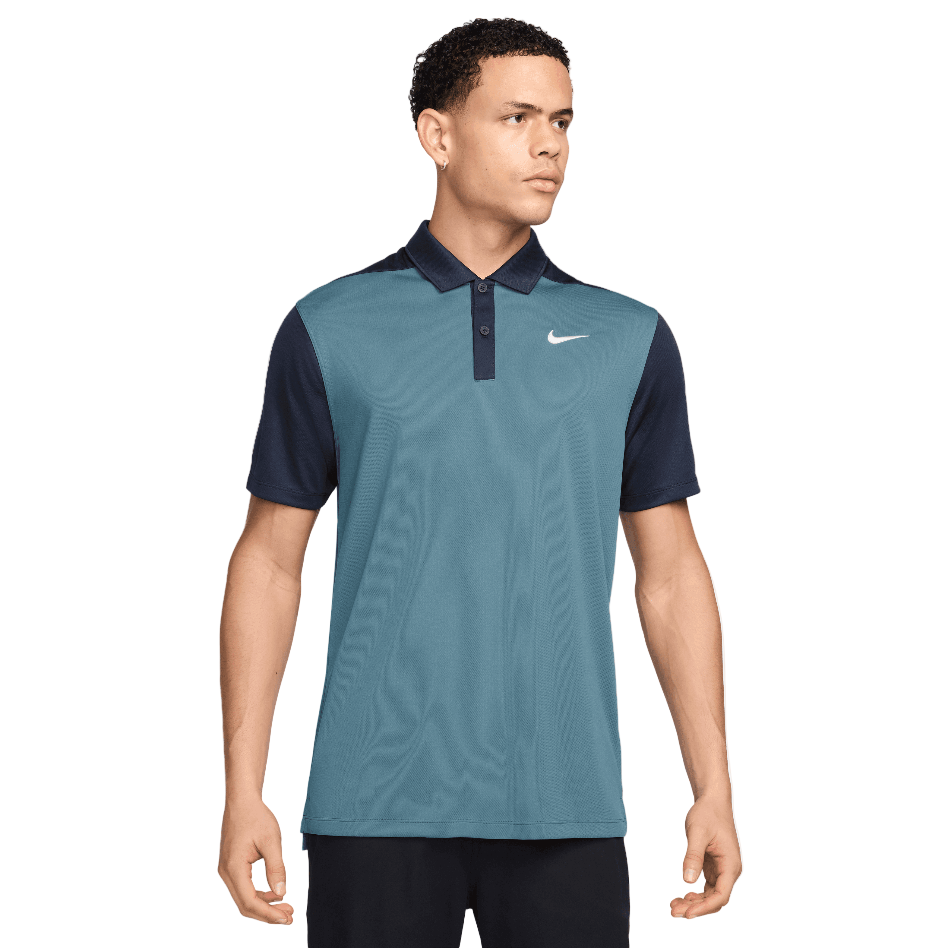 Nike Dri-Fit Victory+ Mens Blocked Polo Shirt - Smokey Blue / Obsidian