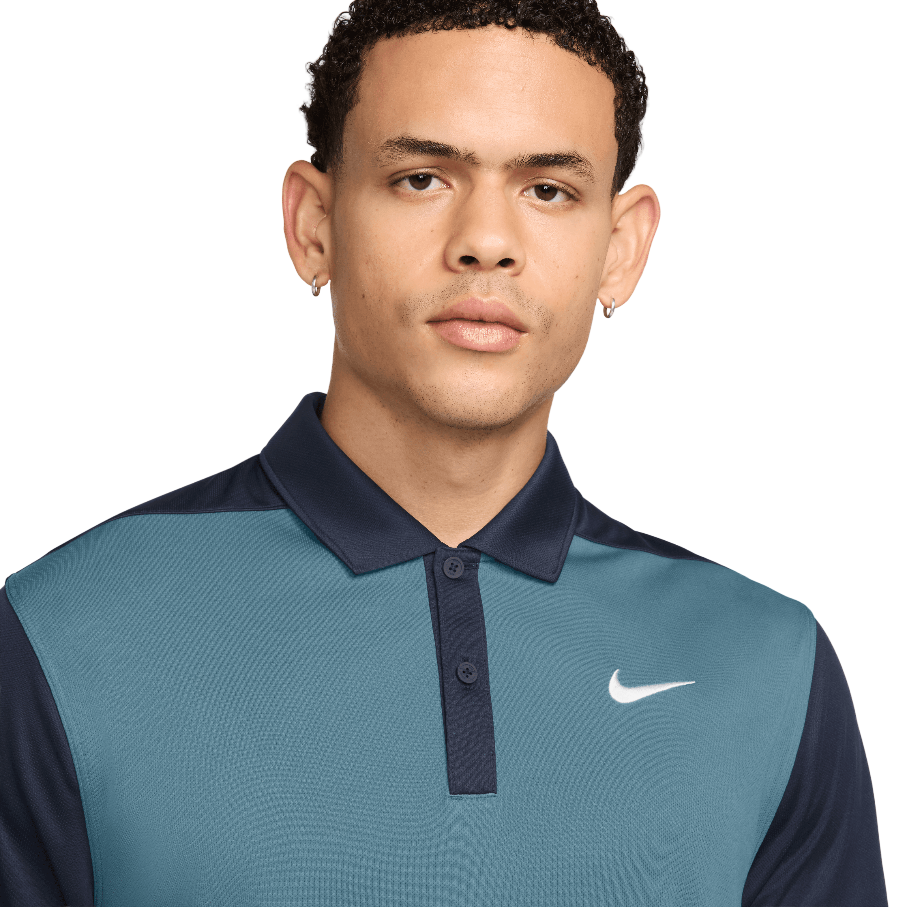 Nike Dri-Fit Victory+ Mens Blocked Polo Shirt - Smokey Blue / Obsidian
