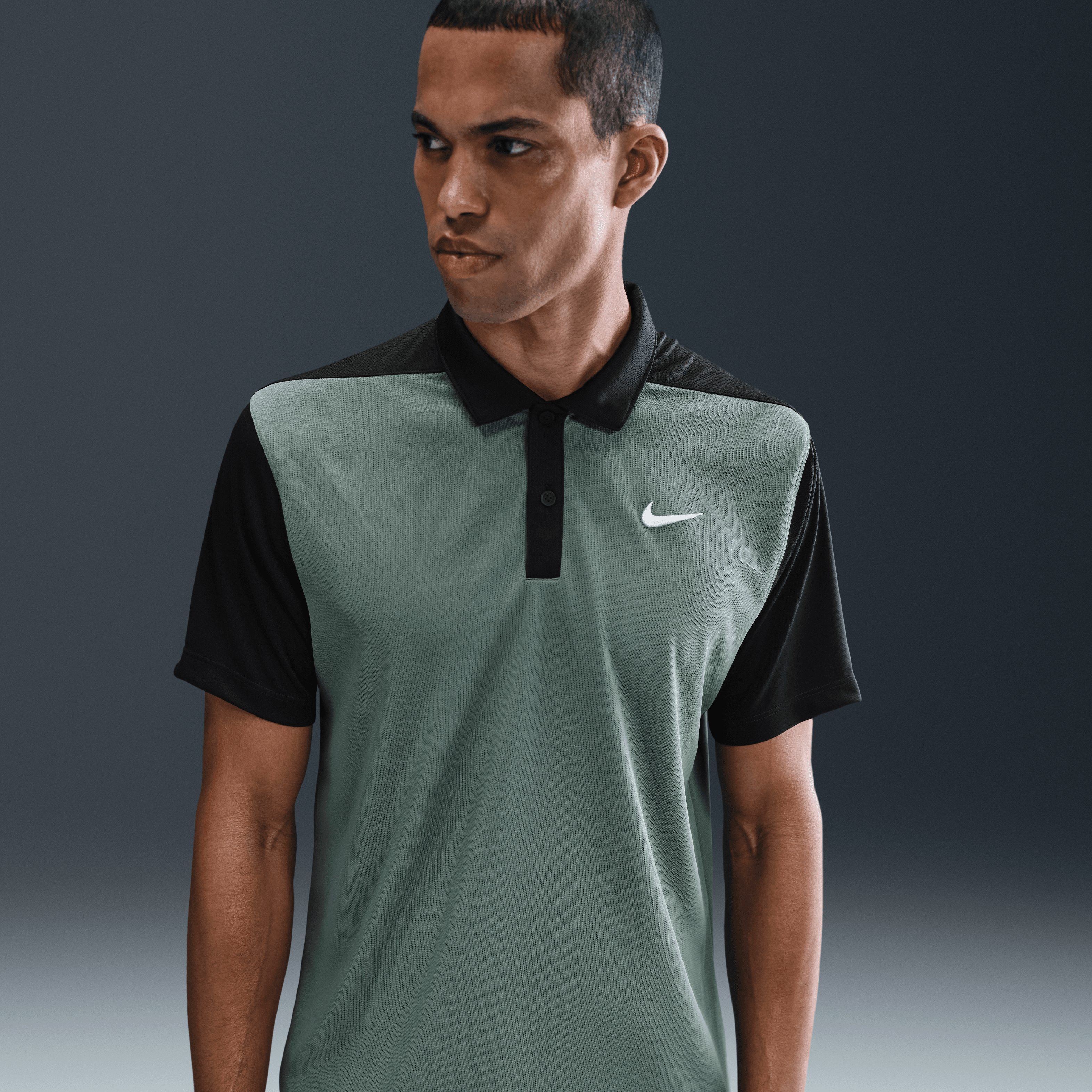 Nike Dri-Fit Victory+ Mens Blocked Polo Shirt - Dark Green