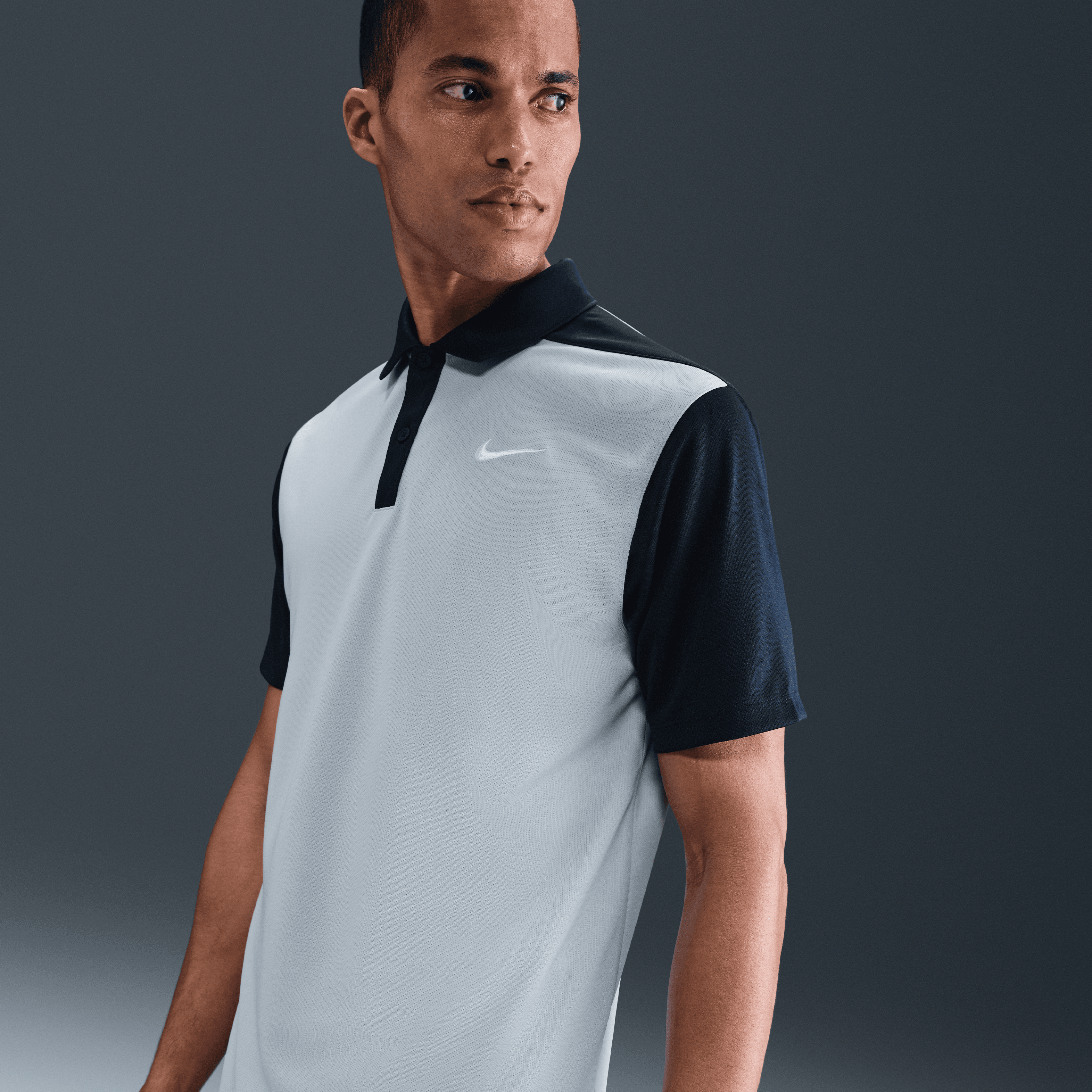 Nike Dri-Fit Victory+ Mens Blocked Polo Shirt - Light Armoury Blue / Collegiate Navy