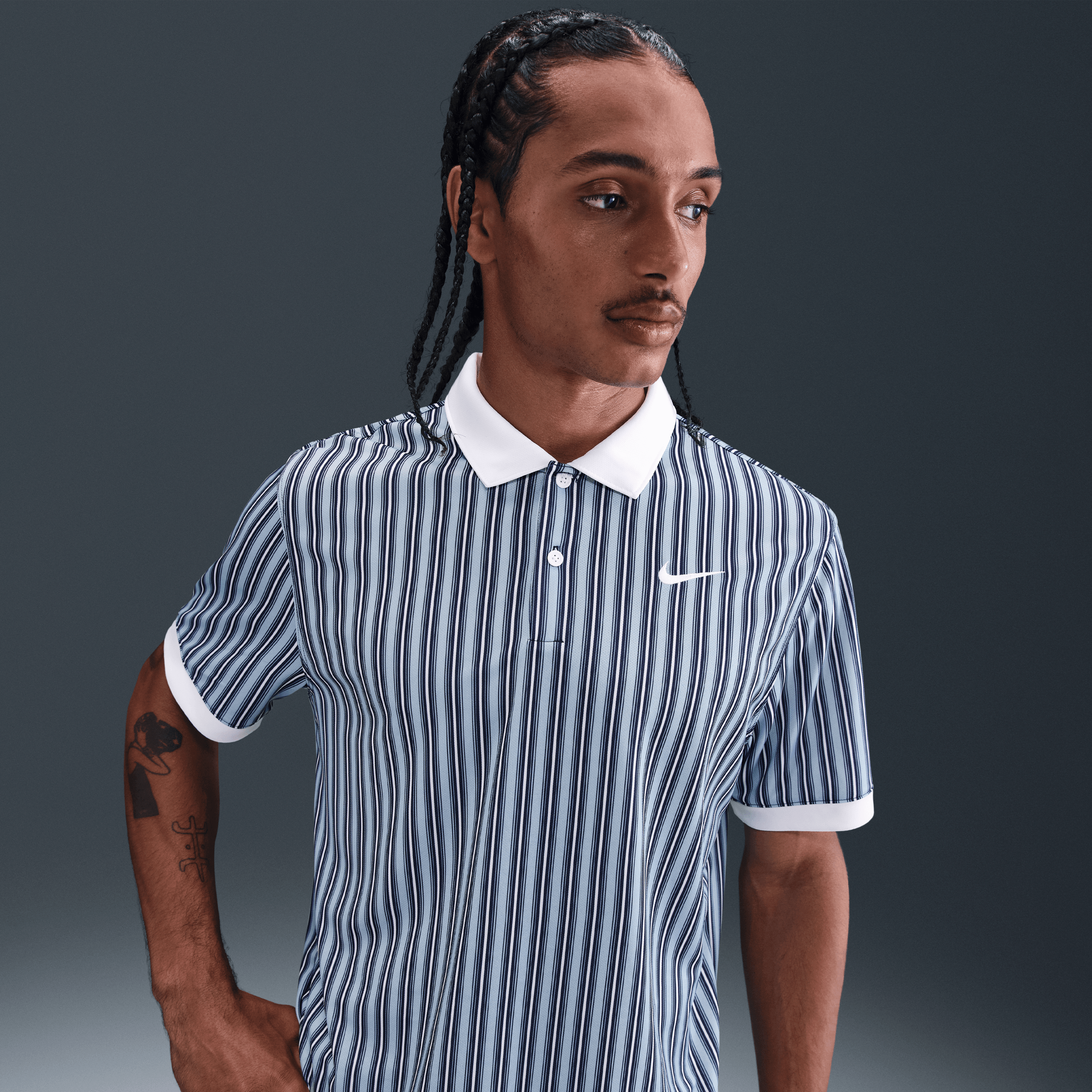 Nike Dri-Fit Victory+ Mens Polo Shirt - Light Armoury Blue / White