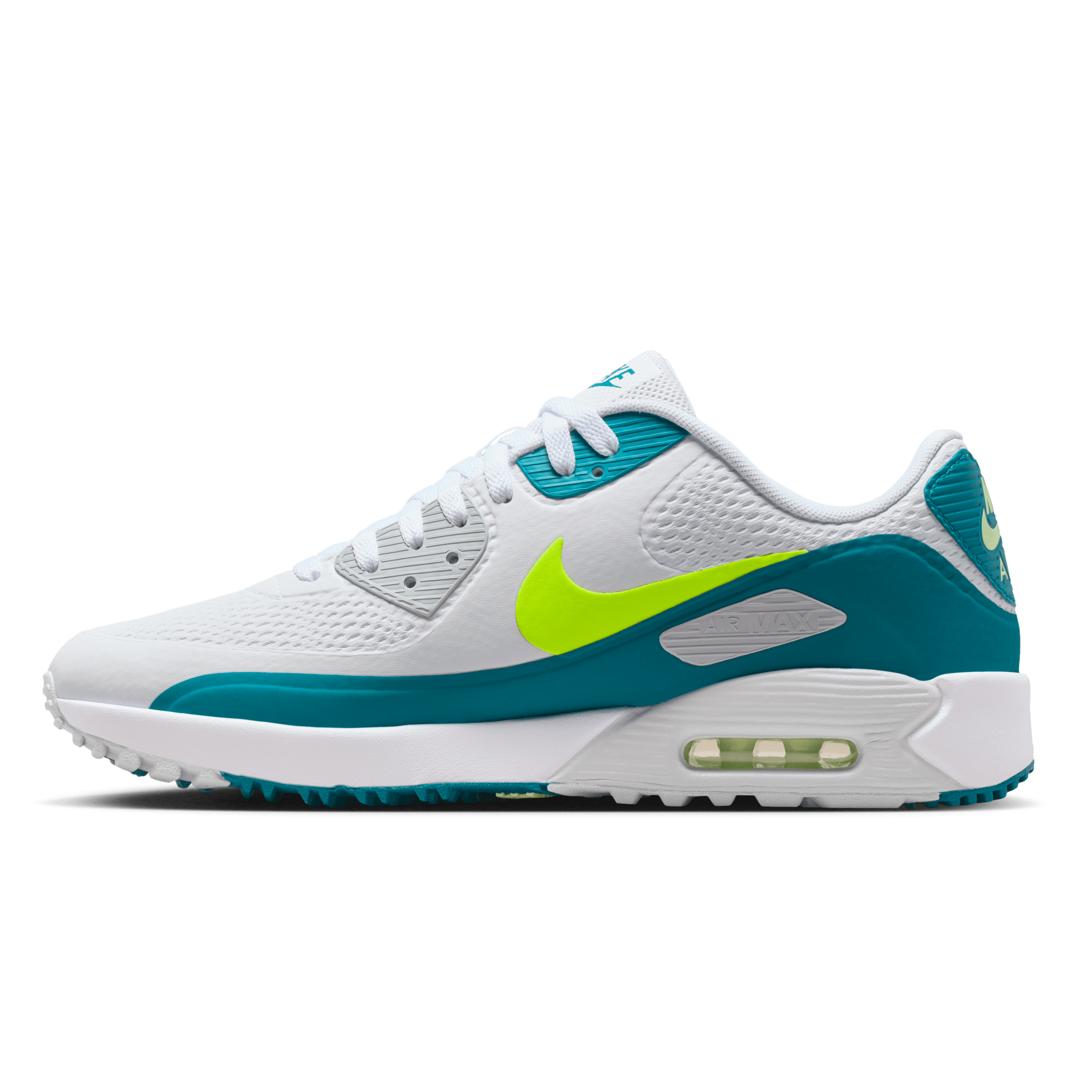 Nike Air Max 90G Spikeless Golf Shoe - White / Volt-Bright Spruce