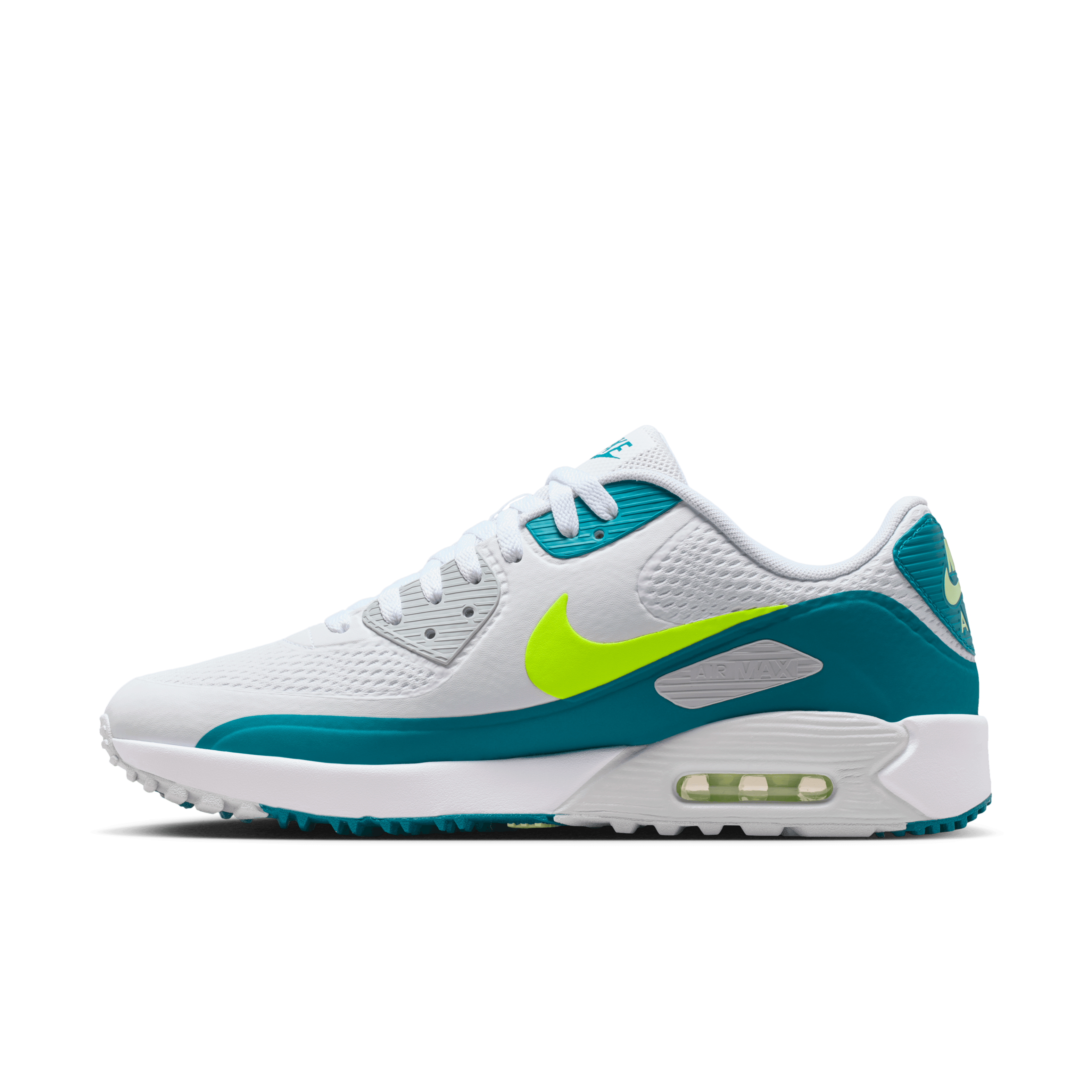 Nike Air Max 90G Spikeless Golf Shoe - White/Volt-Bright Spruce