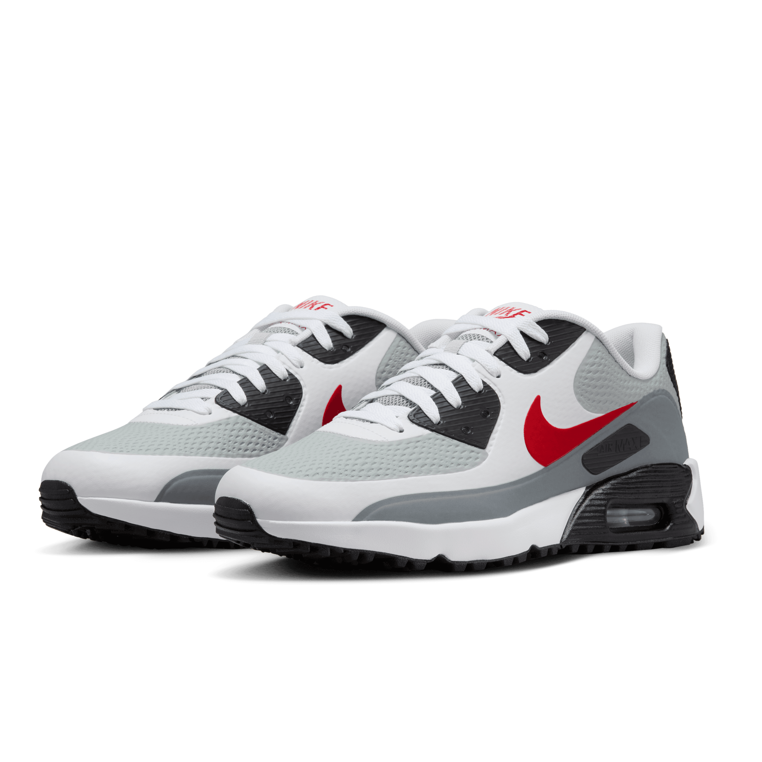 Nike Air Max 90G Spikeless Golf Shoe - White / Fire Red / Light Smoke Grey