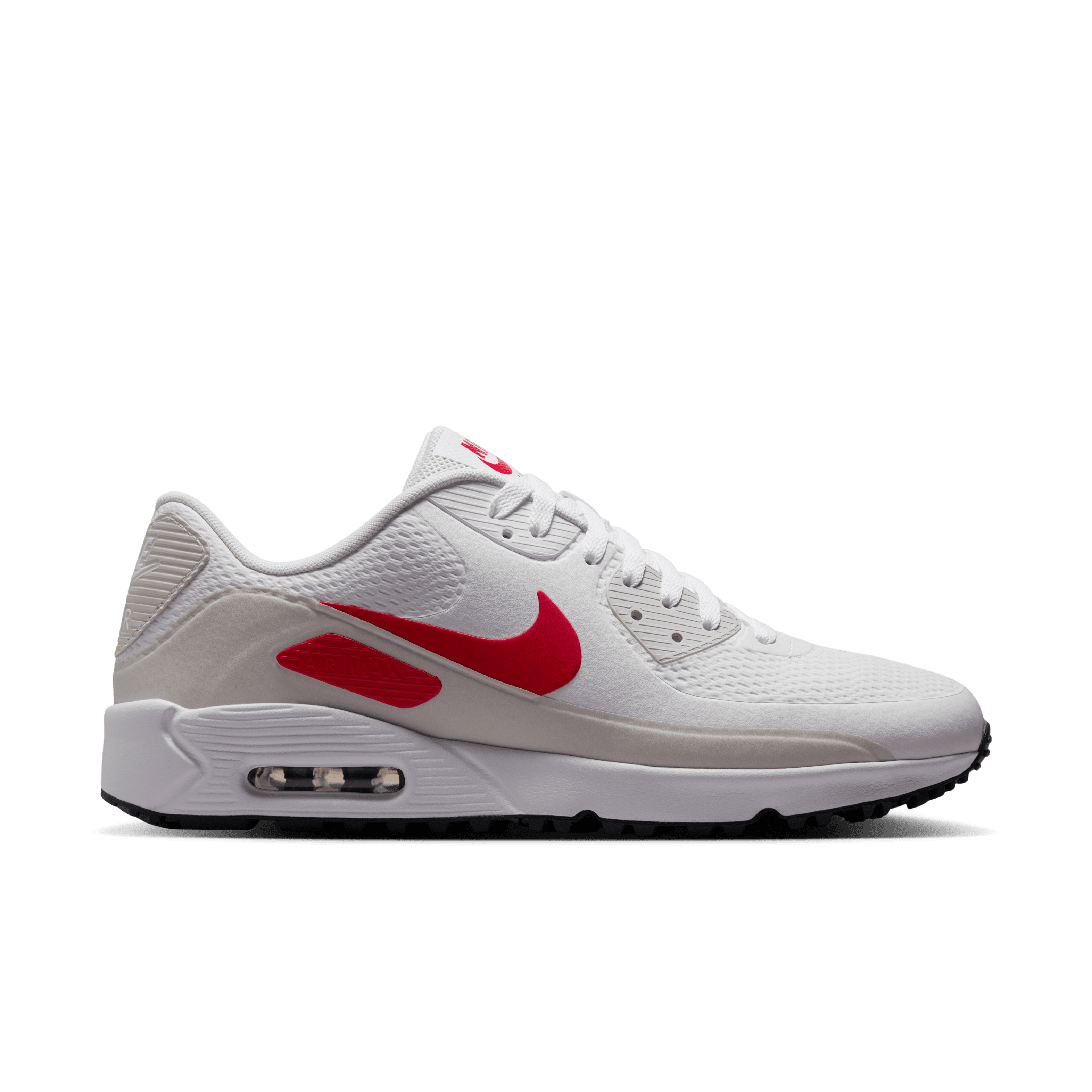Nike Air Max 90G Spikeless Golf Shoe - White / Fire Red / Light Orewood Brown