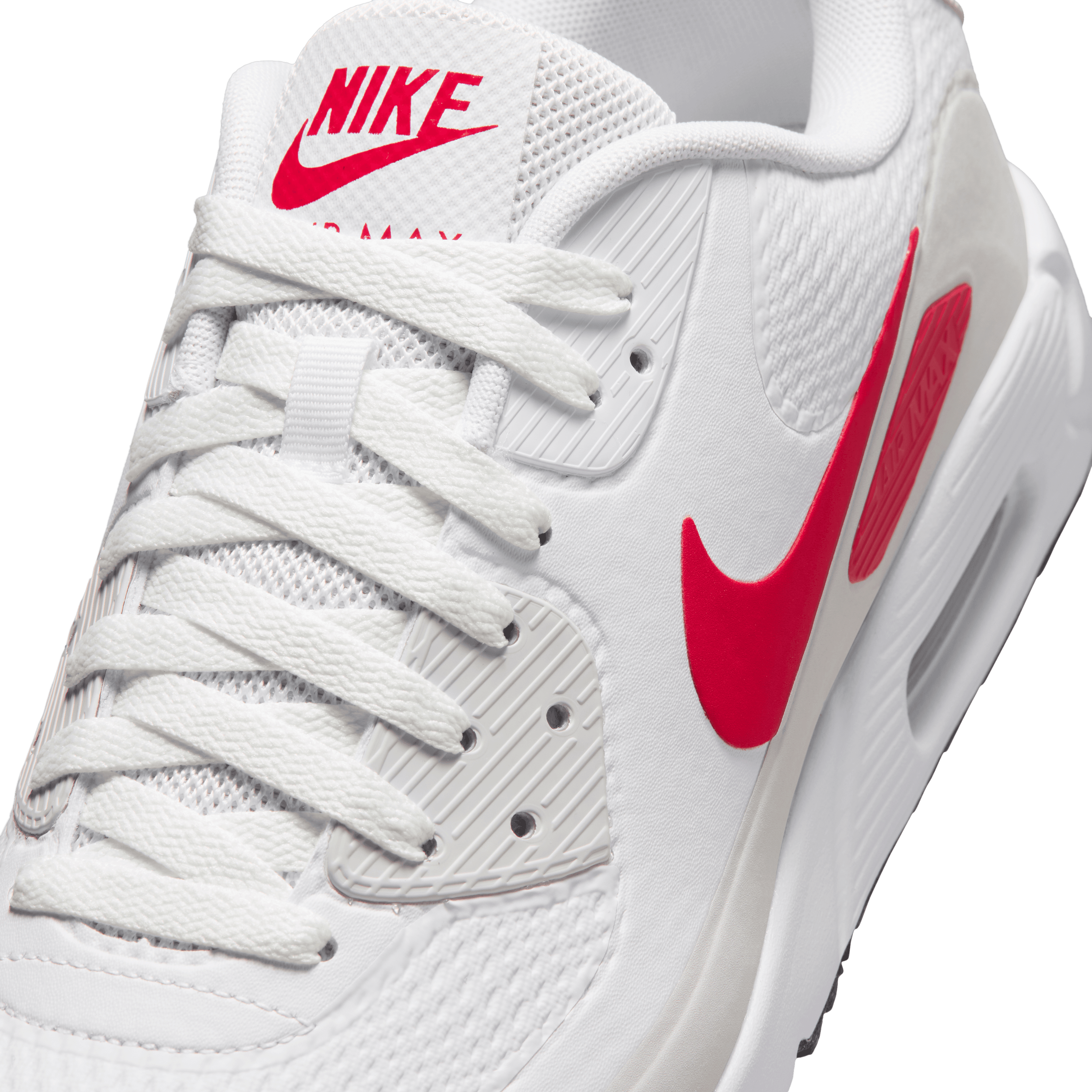 Nike Air Max 90G Spikeless Golf Shoe - White / Fire Red / Light Orewood Brown