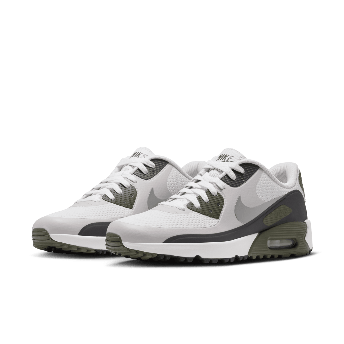 Nike Air Max 90 G Golf Shoe - White / Metallic Silver / Medium Olive